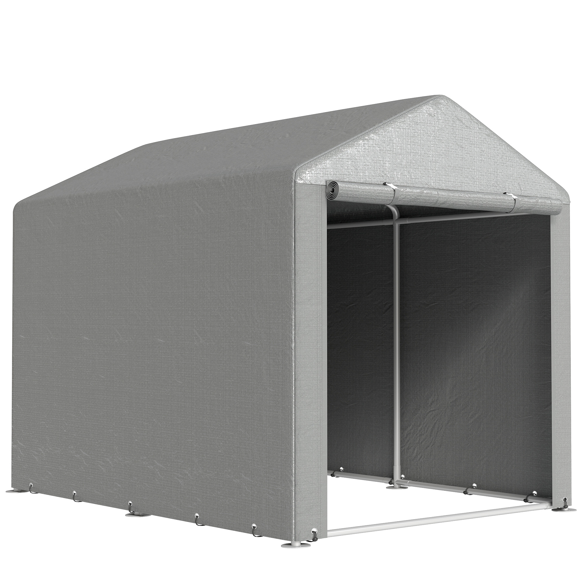 Outsunny Carpa de Jardín para Bicicletas 1,6x2,2x1,7 m con 2 Habitaciones Puerta con Cremallera Impermeable Anti-UV Gris Claro