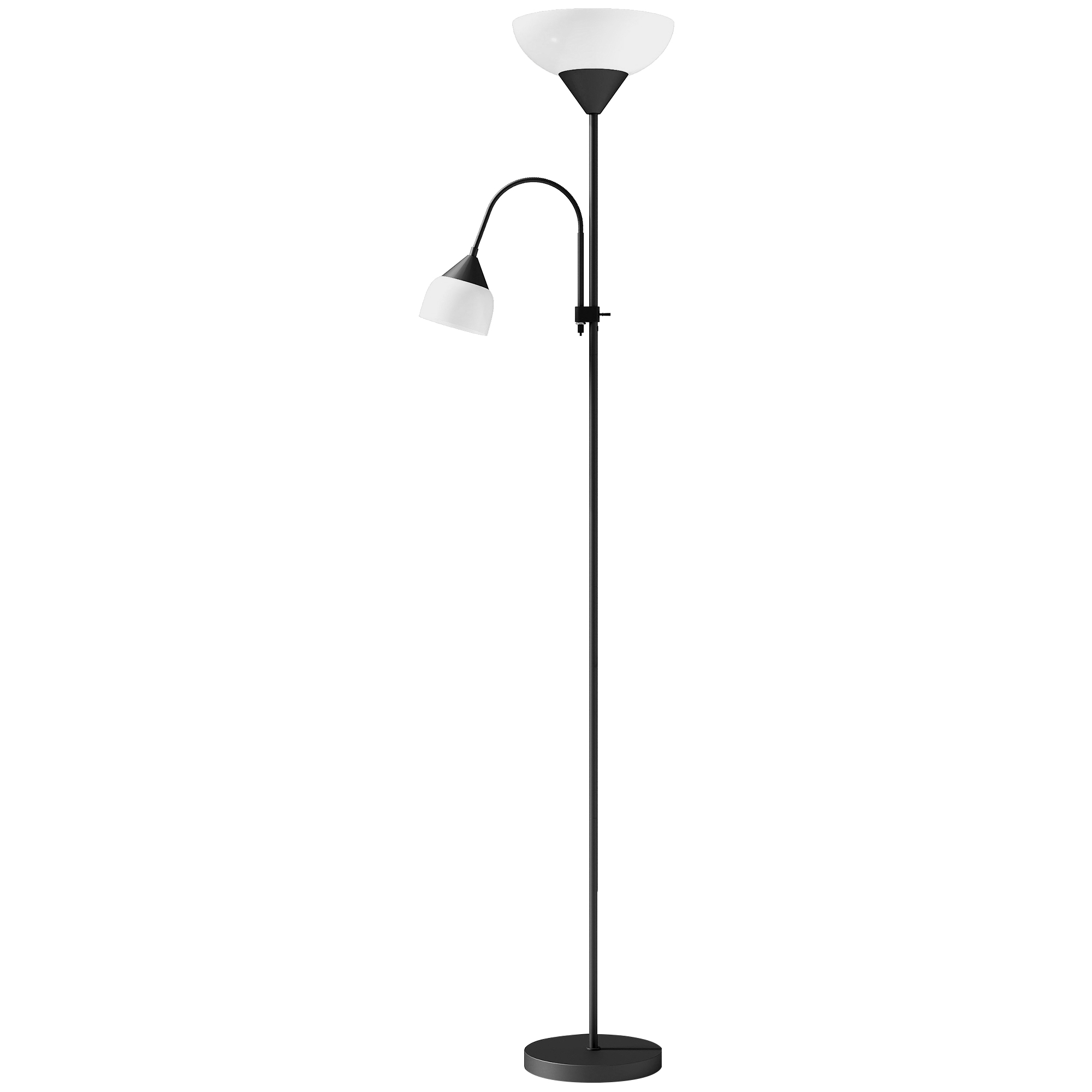 Homcom Black Led Floor Lamp For Living Room, 180Cm Tall Standing Lamp, Mother And Child Uplighter With Adjustable Gooseneck,