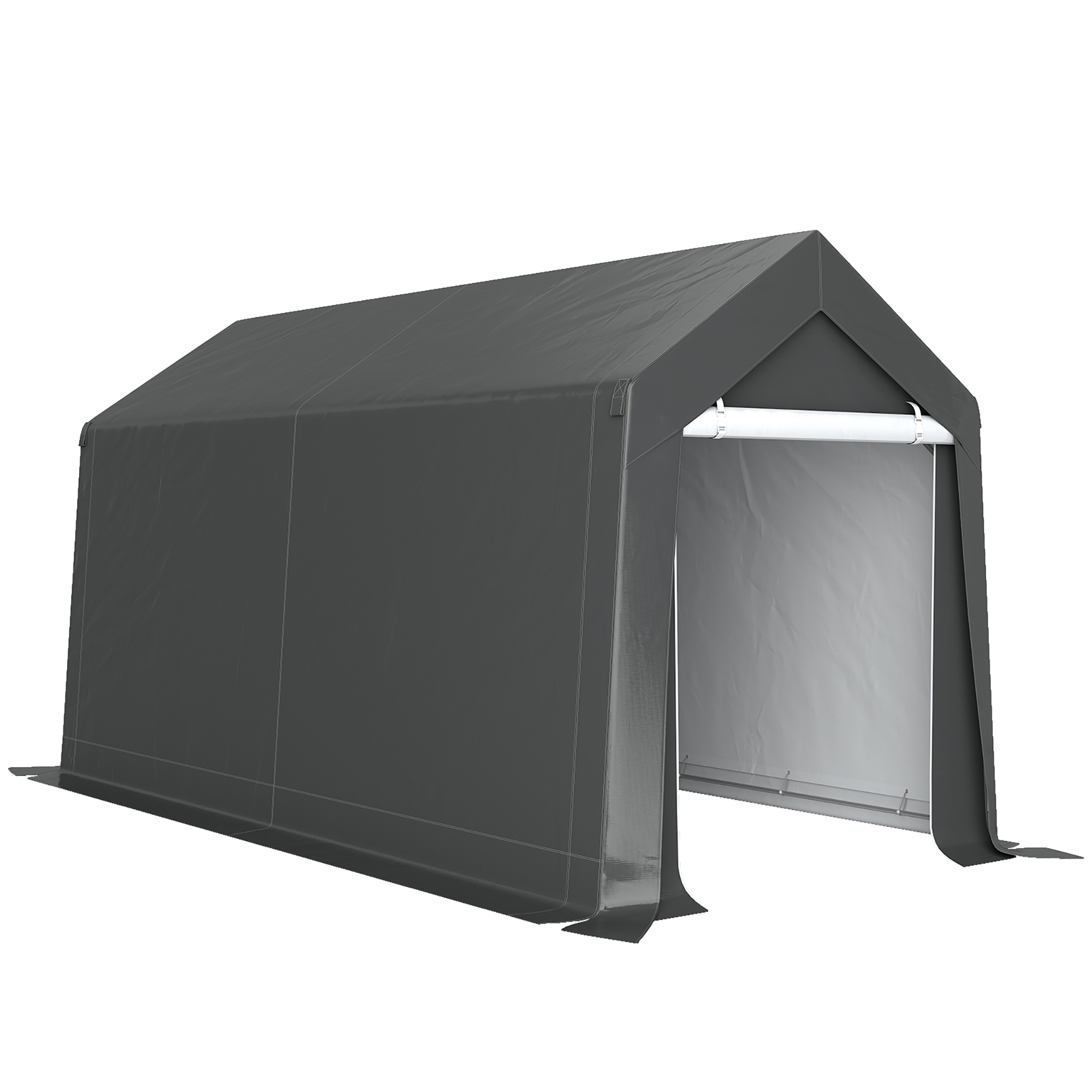 Outsunny Portable Shed, Garden Storage Shed with Window and Door for Motorcycles, Bicycles, 3.6 x 2.1m, Dark Grey   Aosom UK