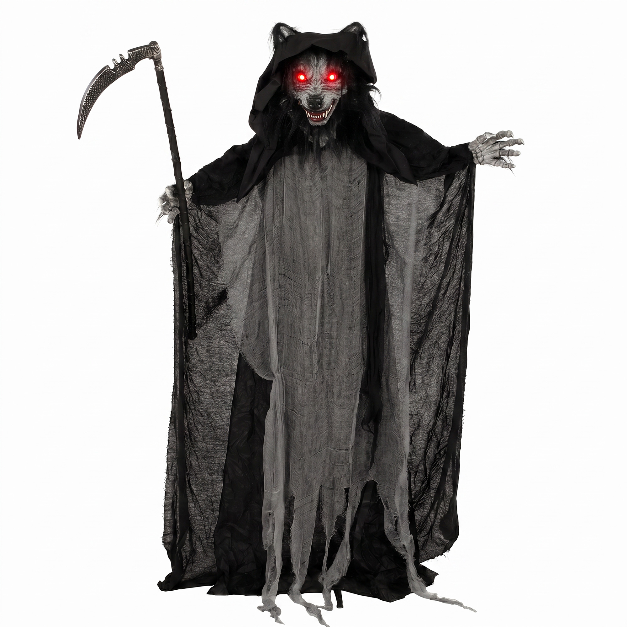 HOMCOM 5.5ft Animated Werewolf Halloween Decoration with Light and Sound, 170 x 35 x 70cm Standing Figure for Haunted House Displays - Image 3