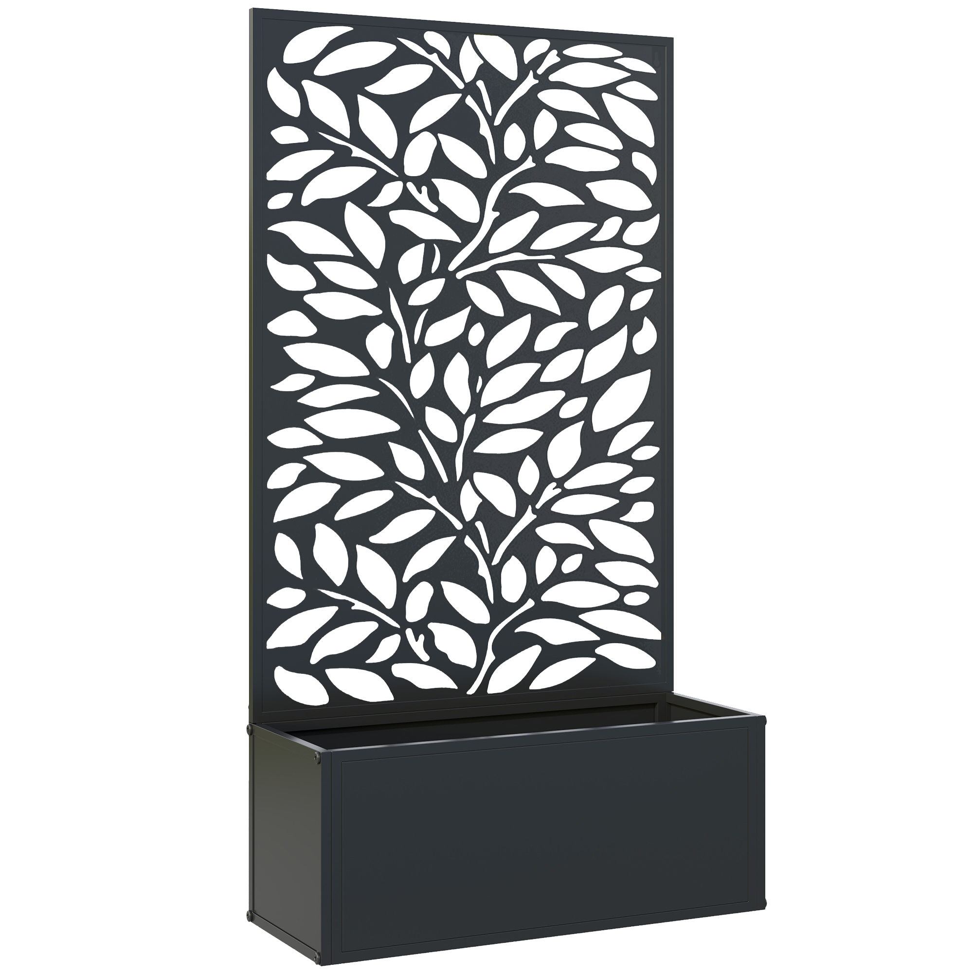 Outsunny Outdoor Metal Planter, with Back Trellis – Black Outsunny Outdoor Metal Planter, with Back Trellis – Black