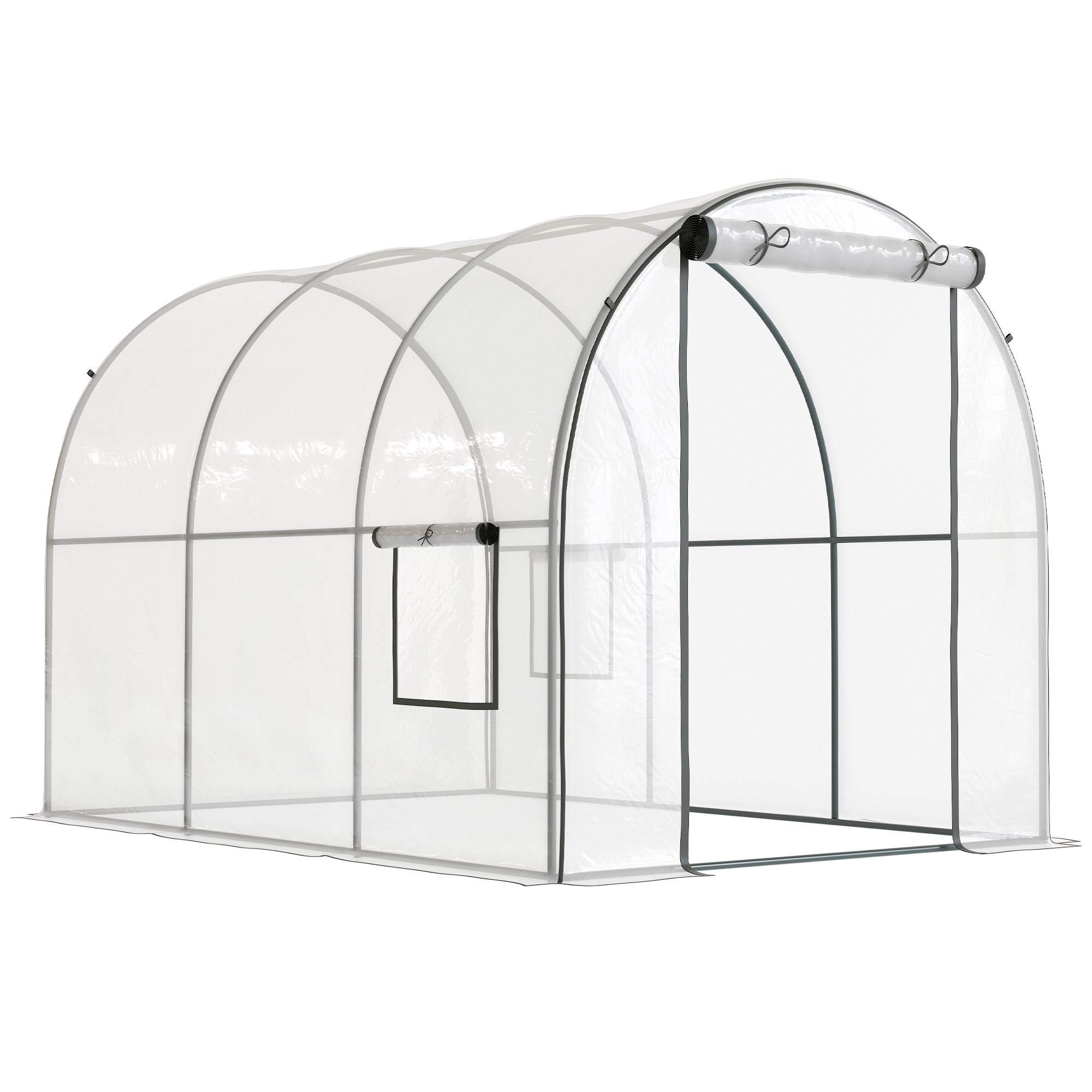 Outsunny Serre de Jardin Tunnel top transparent Tunnel pour serre Serre de jardin 6 m² 3Lx2lx2H m Porte zippée 2 fenêtres enroulables   Aosom France