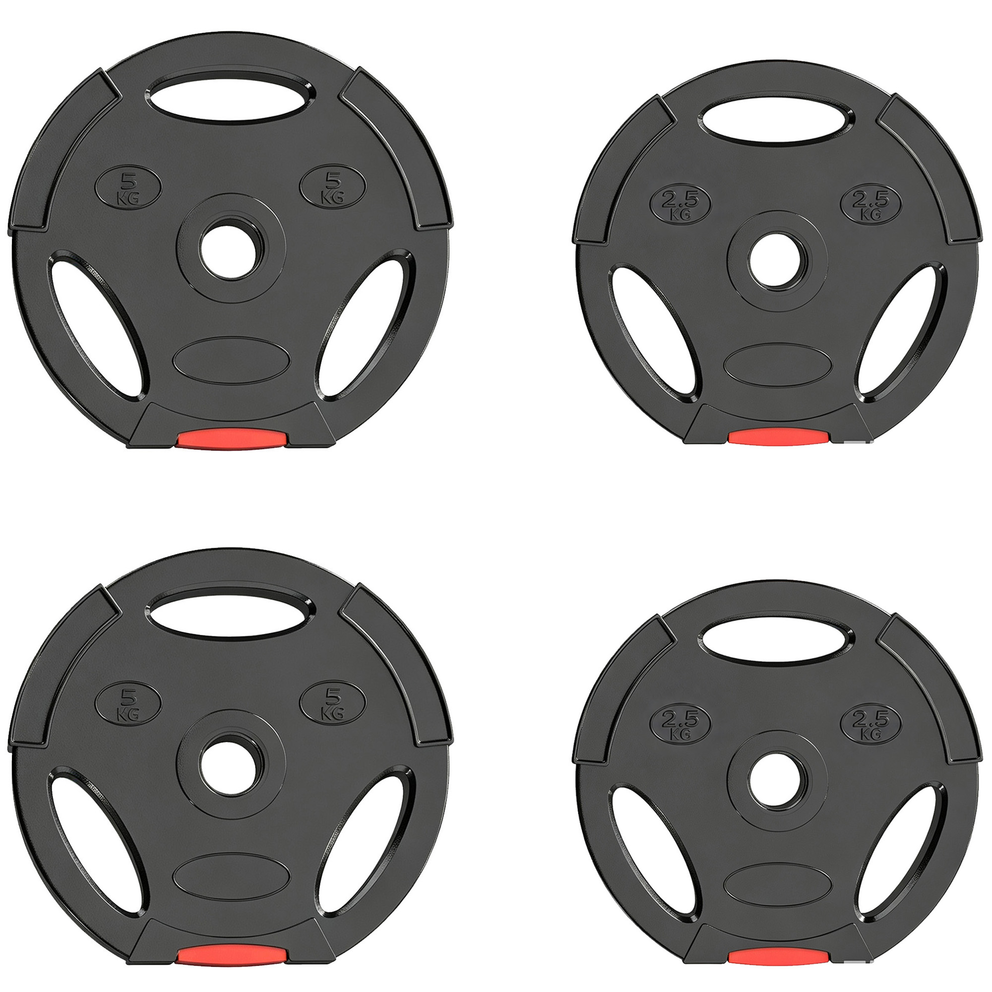 Sportnow Black Olympic Weight Plates Set, With Two 5Kg And Two 2.5Kg Weights,