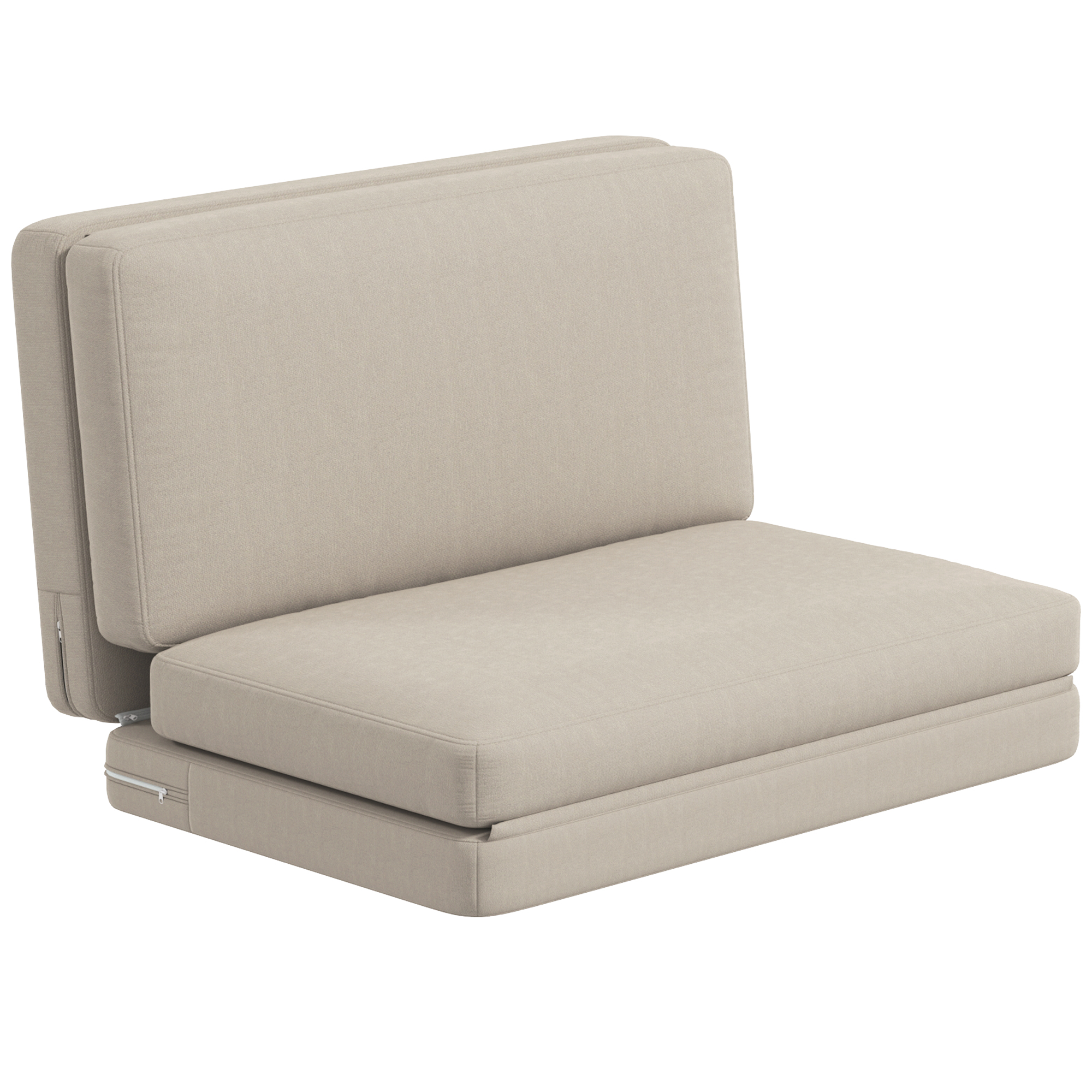 HOMCOM 2-in-1 opvouwbare relaxfauteuil, multifunctioneel, gastenmatras, deelbaar ontwerp, 120 cm breed, ruimtebesparend, beige | Aosom.nl