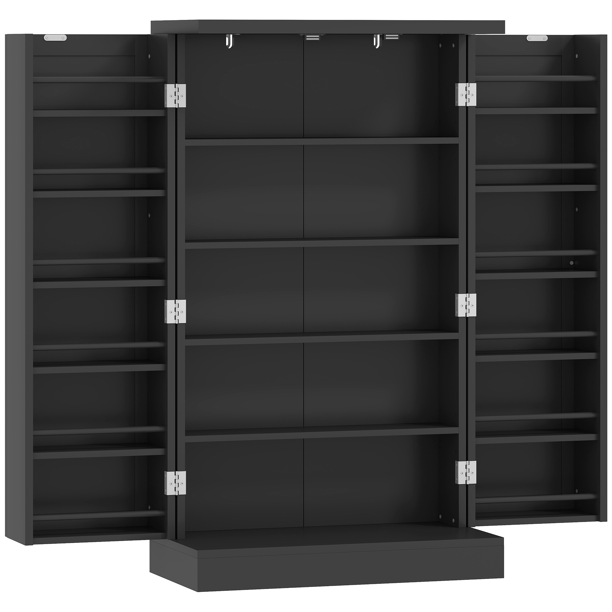 Homcom Black Kitchen Cupboard, Freestanding Multi-Storage Kitchen Pantry Cabinet With Adjustable Shelves,