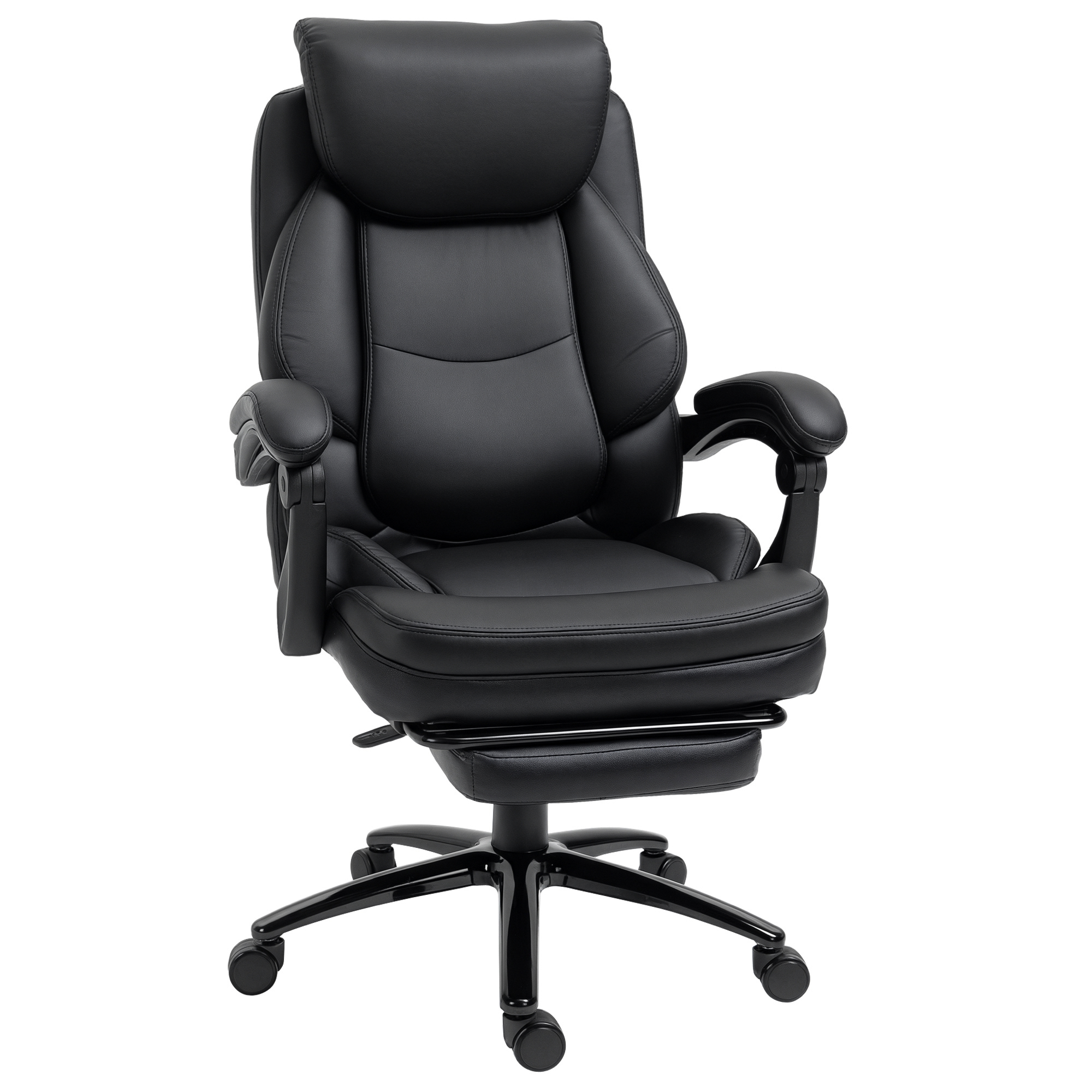 Vinsetto Silla de Oficina Ergonómica Ajustable Altura Respaldo Inclinable 130° Función Basculante Reposapiés Retráctil Acero | Aosom España