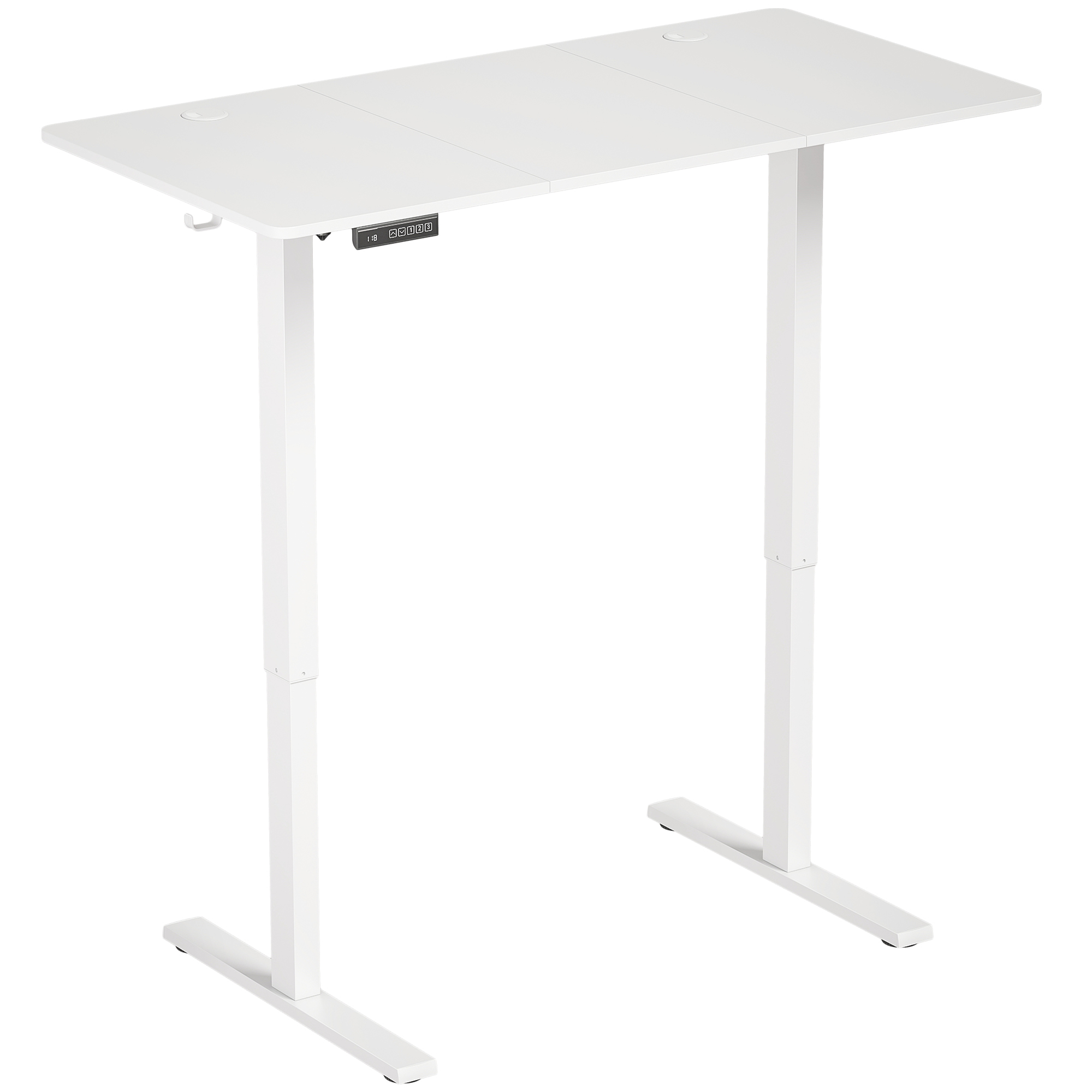 Homcom White Standing Desk Memory Control Height Adjustable Desk 2 Cable Holes Led Display Sit Stand Desk