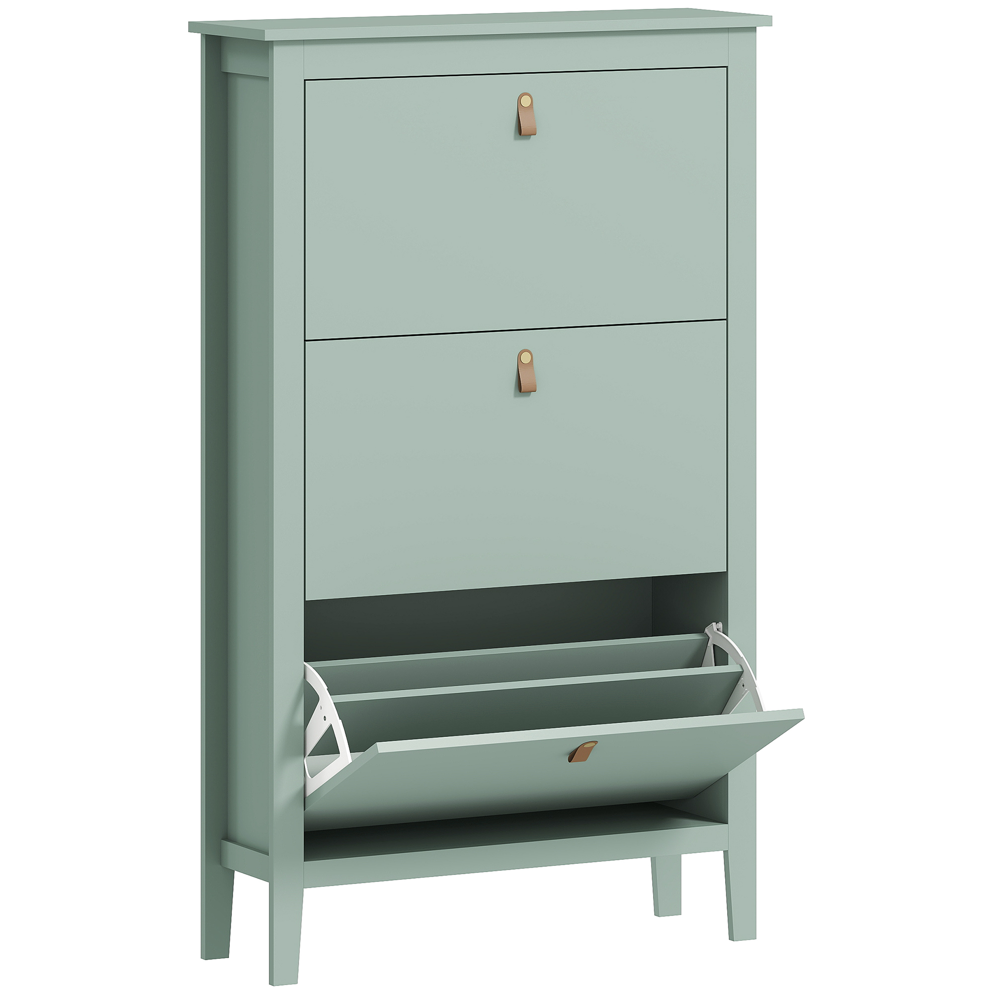 HOMCOM Modern Three-Drawer Shoe Cabinet – Green HOMCOM Modern Three-Drawer Shoe Cabinet – Green