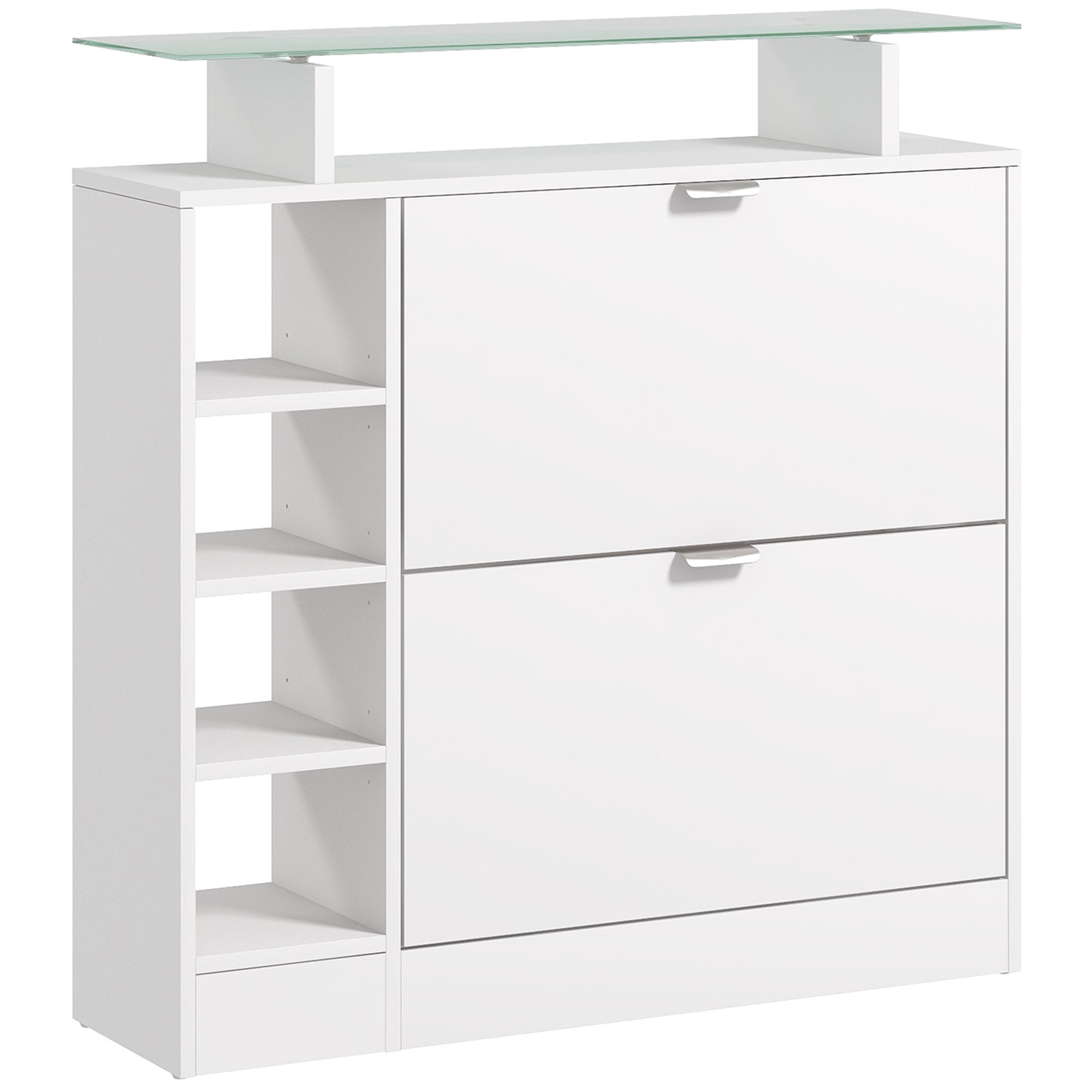 HOMCOM Mueble para zapatos Zapatero entrada con Cajones Abatibles Estantes Ajustables y Abiertos para 12 Pares de Zapatos 89x25x92 cm | Aosom España
