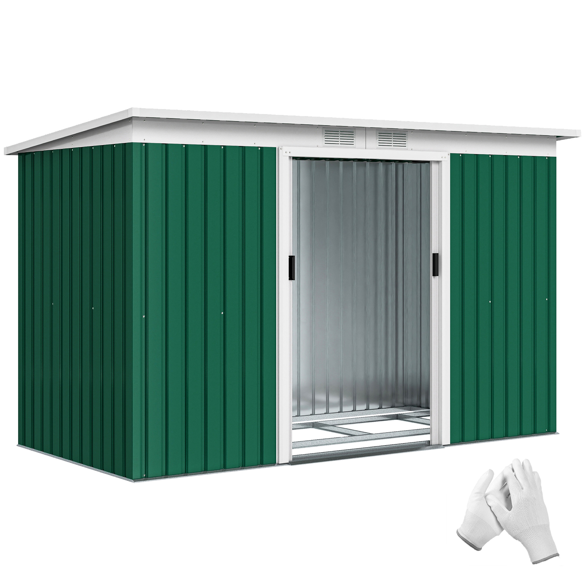 Outsunny Caseta de Jardín Metálica Base de 3,1 m² Metálica para Almacenamiento 280x130x172 cm | Aosom España