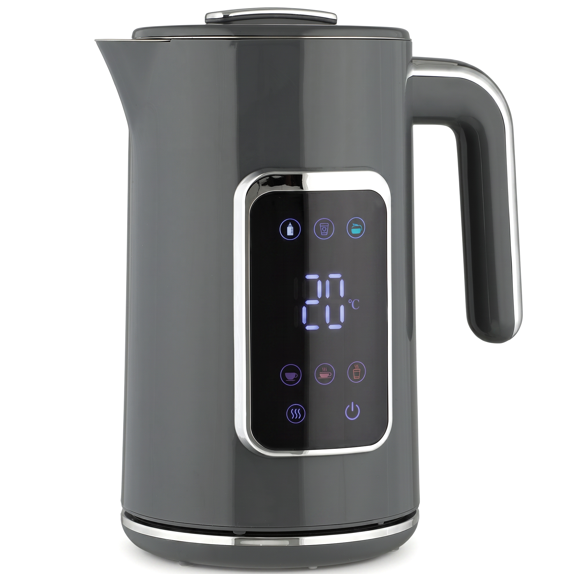 HOMCOM Electric Kettle, 1.7L Fast Boil 3000W Water Kettle with LED Display, Adjustable Temperature, Keep Warm Function, Grey