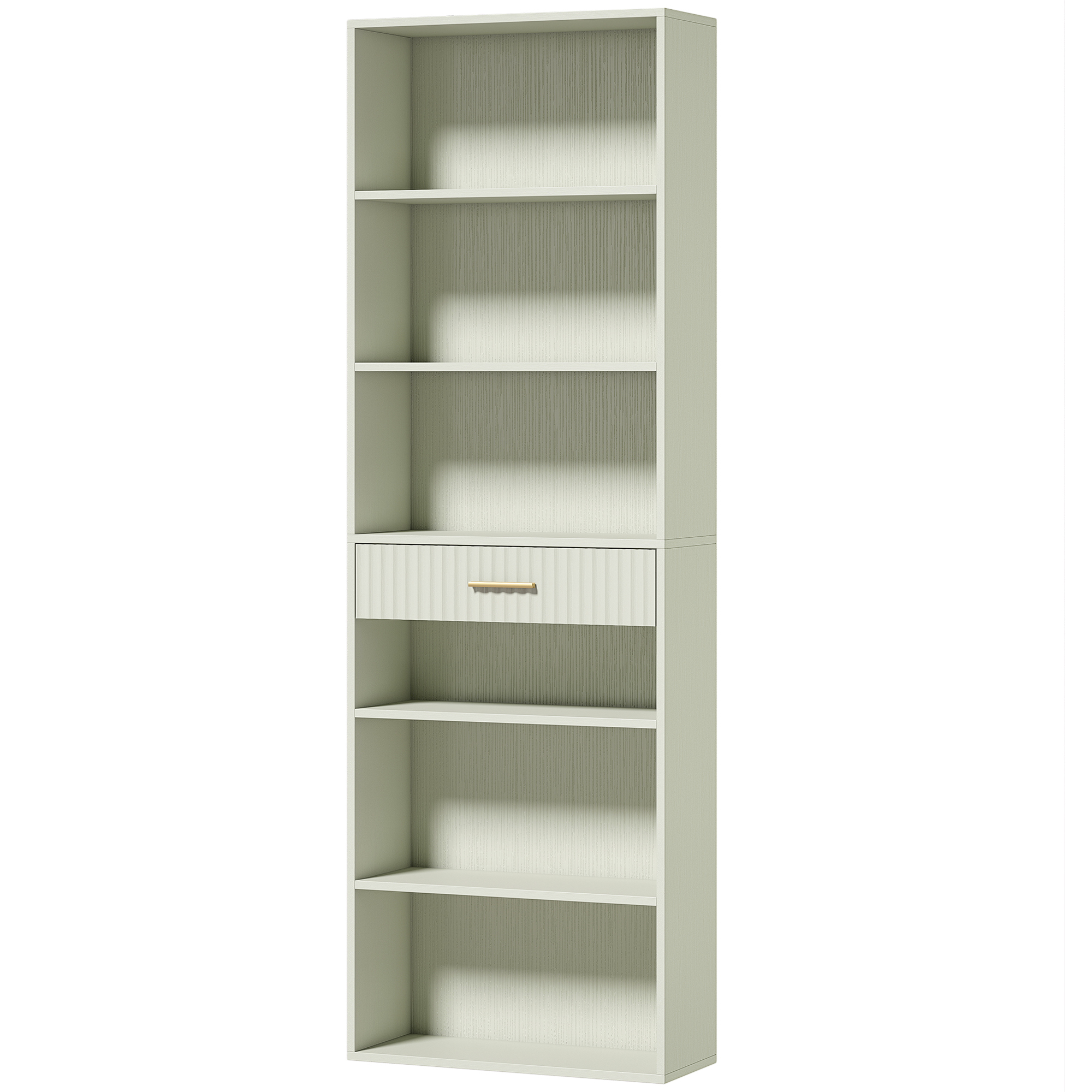 Homcom Tall Bookcase With Cubes, 7-Tier Bookshelf With Drawer, Light Green - Image 5