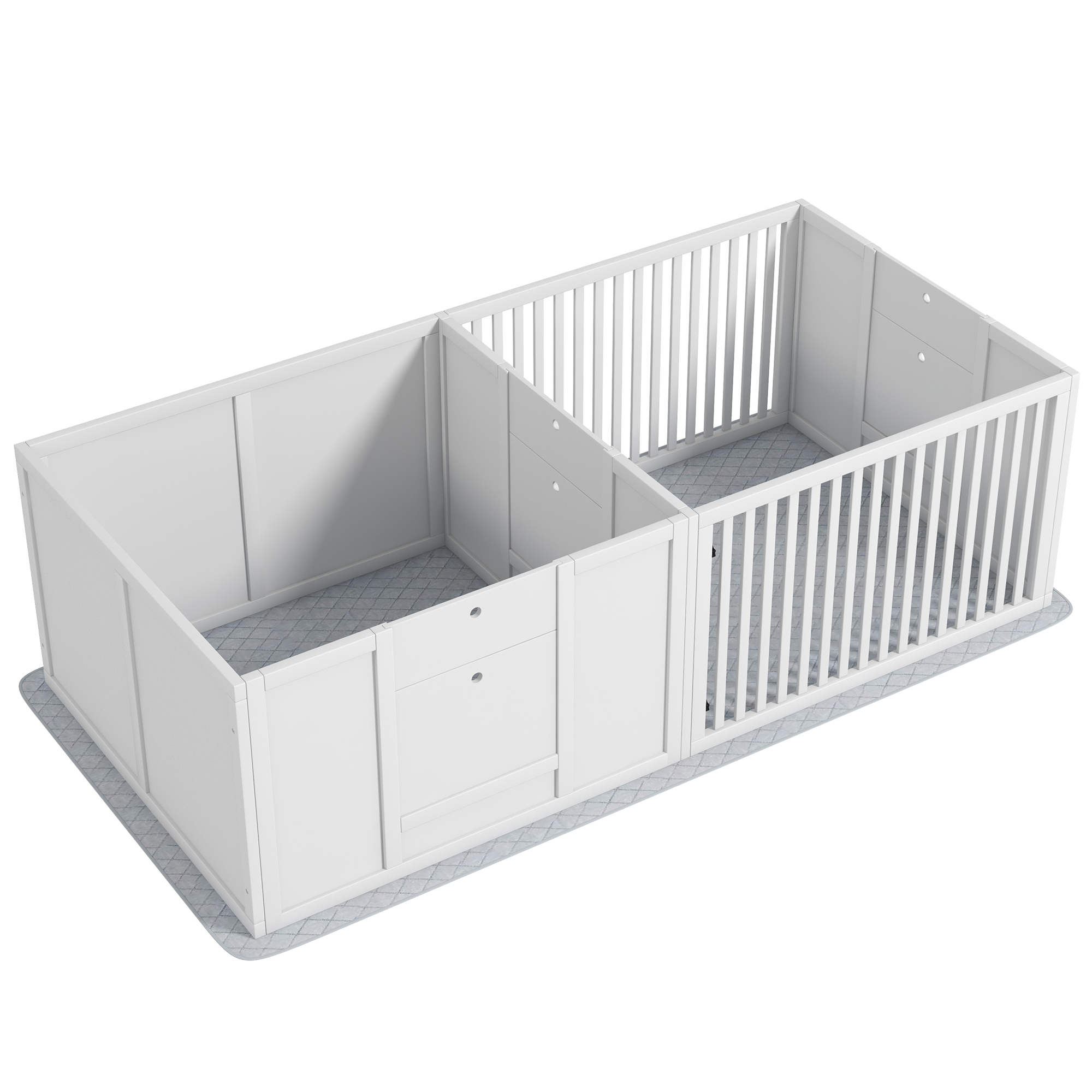 PawHut Boîte de mise bas pour chiens et chiots, parc de mise bas pour chiens porte à hauteur réglable 166 x 80 x 50 cm, blanc PawHut Boîte de mise bas pour chiens et chiots, parc de mise bas pour chiens porte à hauteur réglable 166 x 80 x 50 cm, blanc