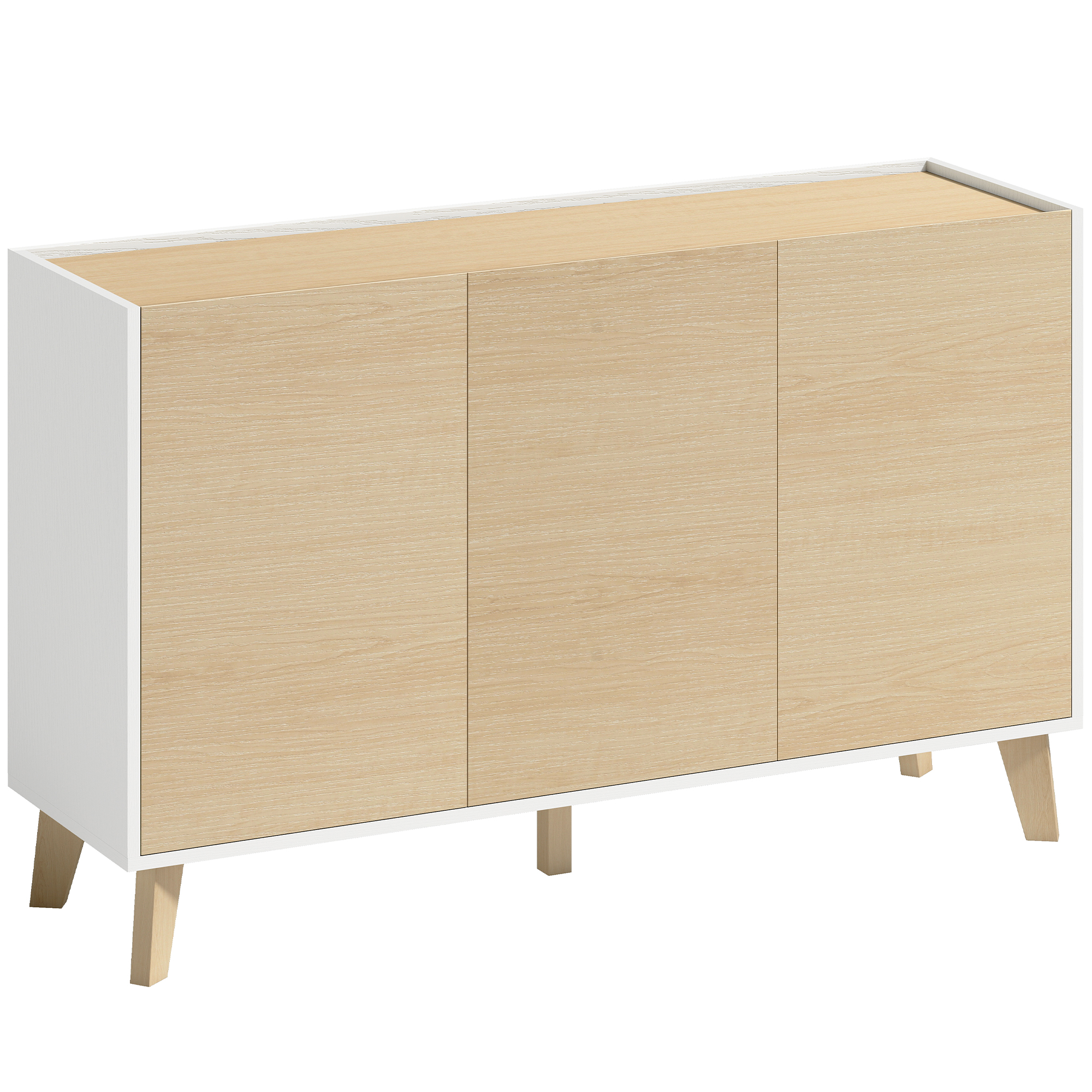 HOMCOM Bufet cu Usi Soft-Close 120 cm, Lemn si Alb | Aosom Romania