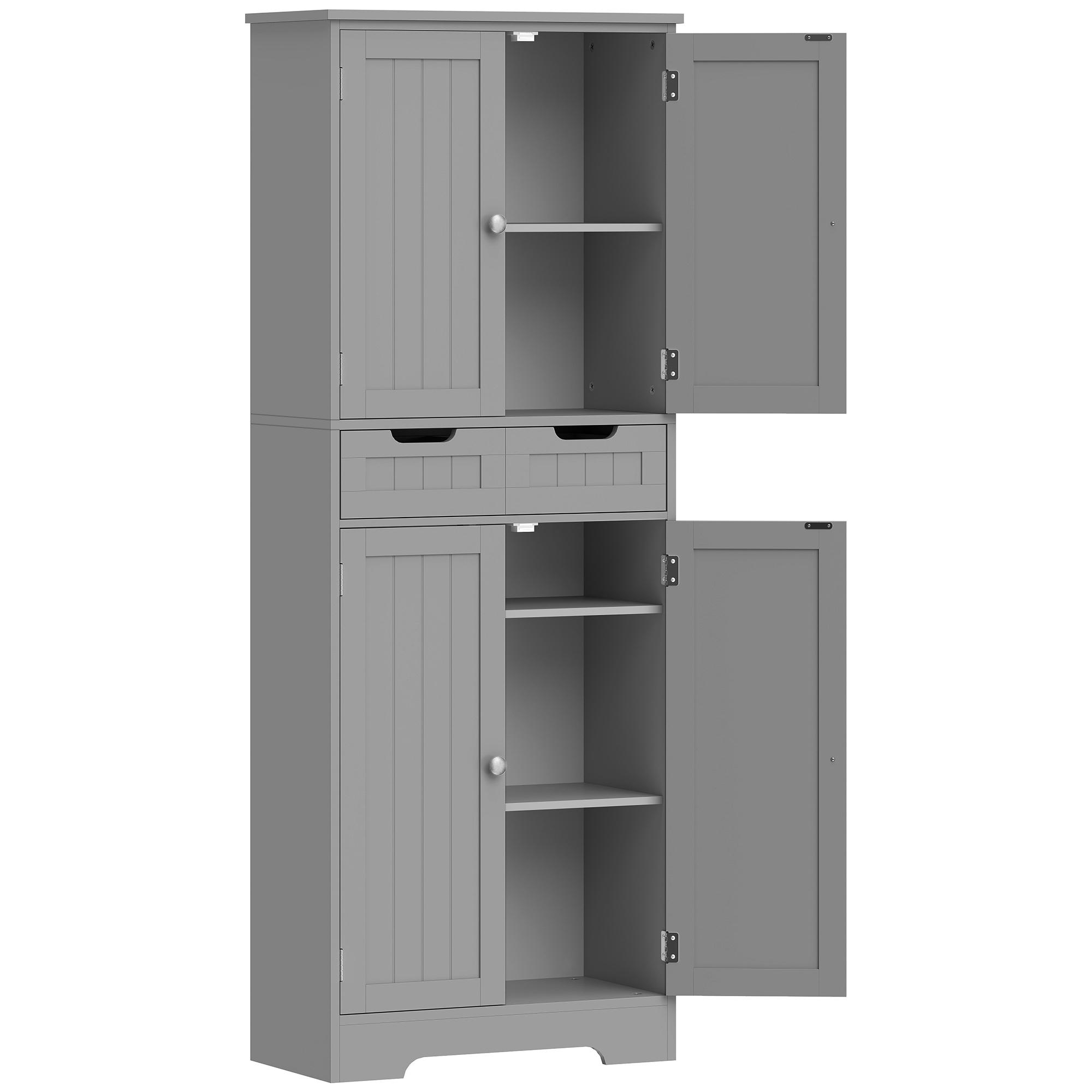 HOMCOM Meuble de salle de bain avec tiroir, placard à portes, étagère réglable, 60 x 30 x 160 cm, gris