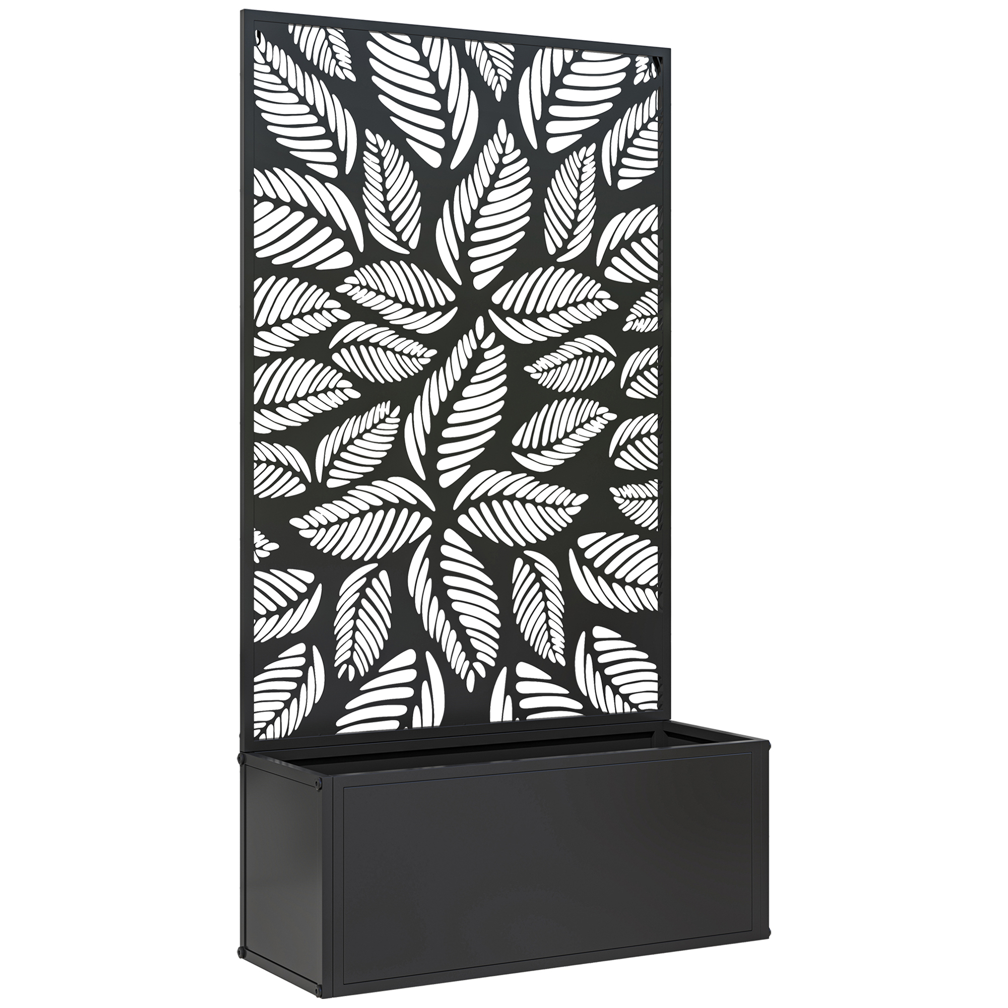 Outsunny Outdoor Metal Planter, with Back Trellis – Black Outsunny Outdoor Metal Planter, with Back Trellis – Black