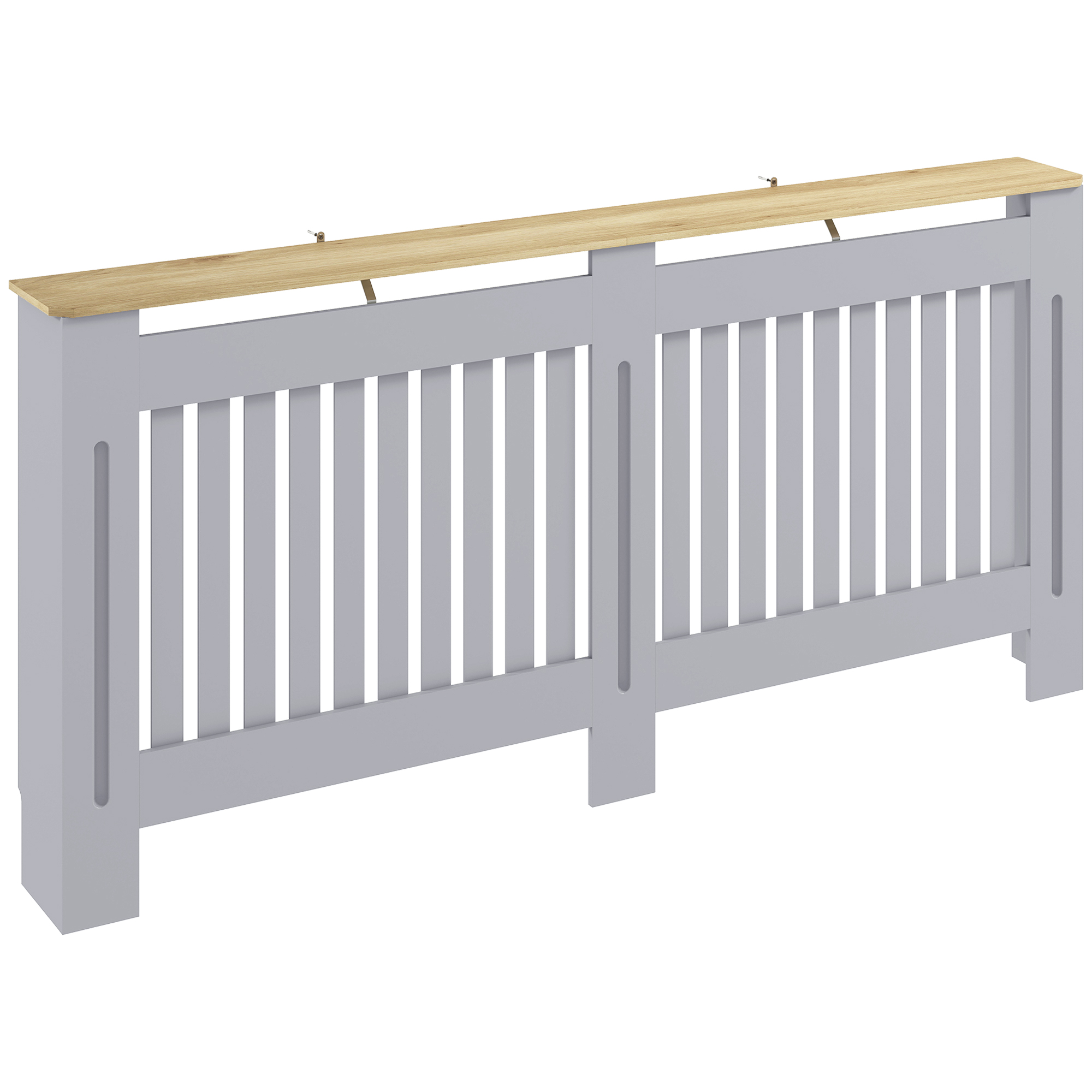 HOMCOM Slatted Radiator Cover, Painted Cabinet with Line Grill Design, 172W ? 19D ? 81H cm, Grey