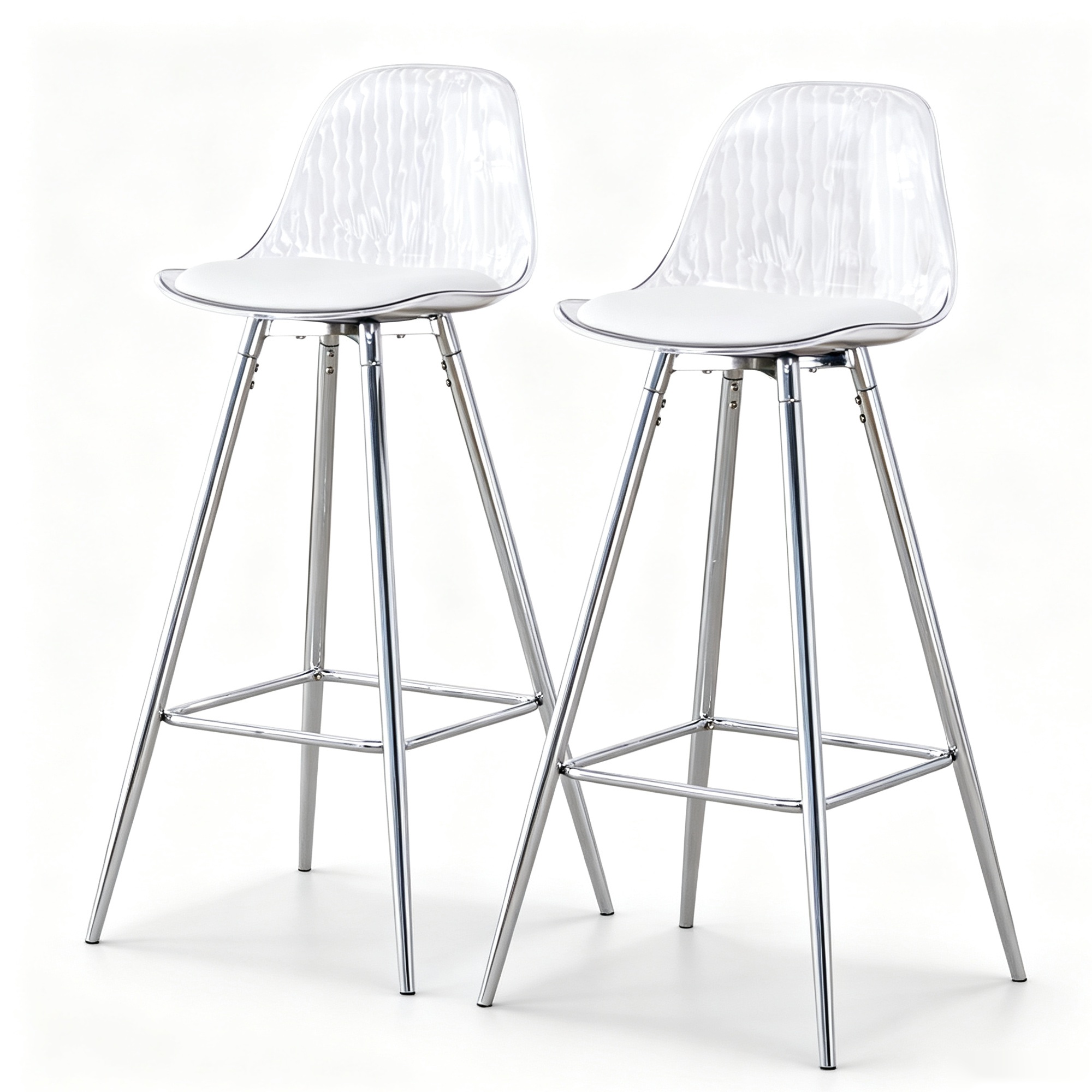 Lot de 2 tabourets de bar, Argent+Transparent Aosom France Lot de 2 tabourets de bar, Argent+Transparent Aosom France