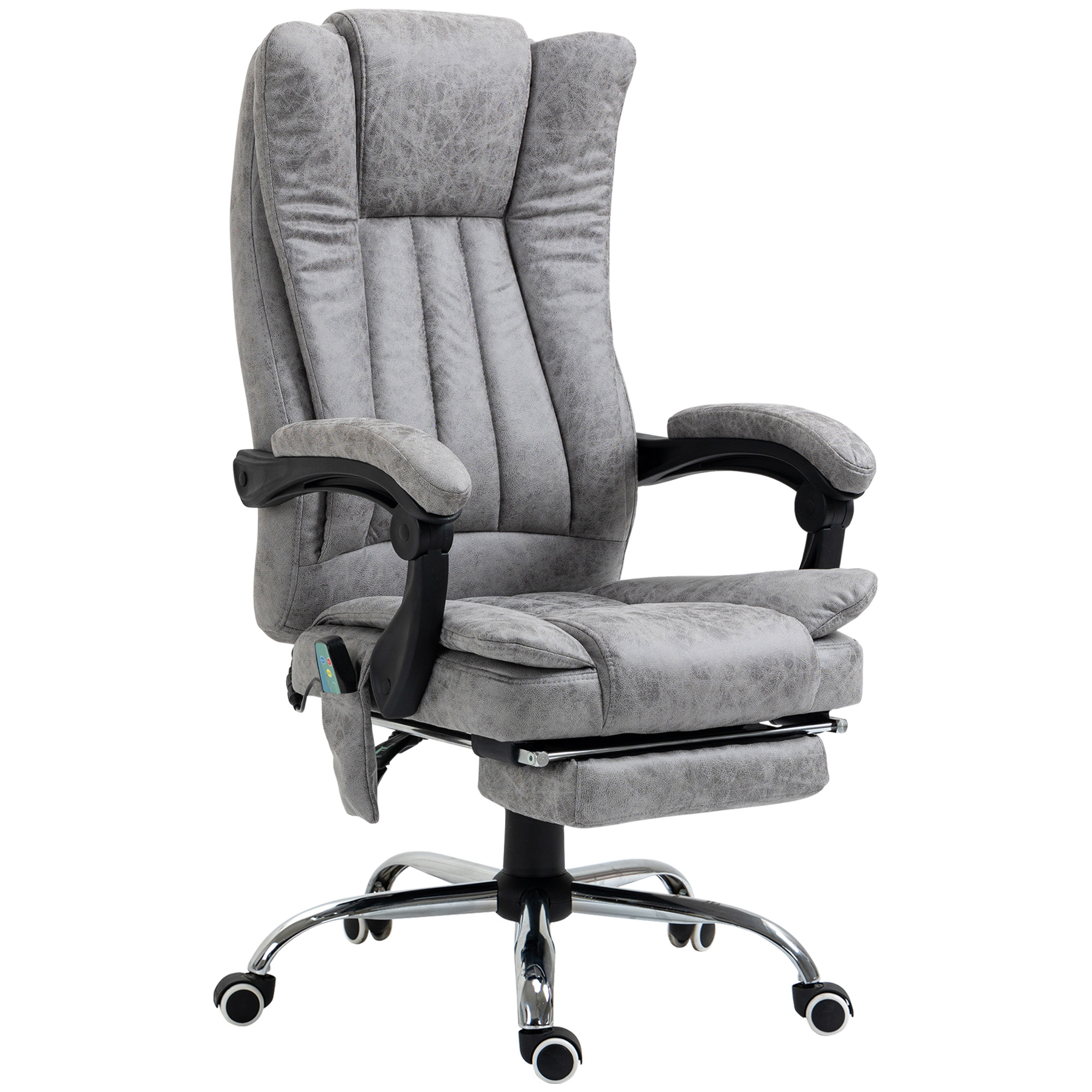 Vinsetto Silla de Masaje con 6 Puntos de Masaje Ajustable con Función de Calefacción Reposapiés Retráctil y Control Remoto Gris