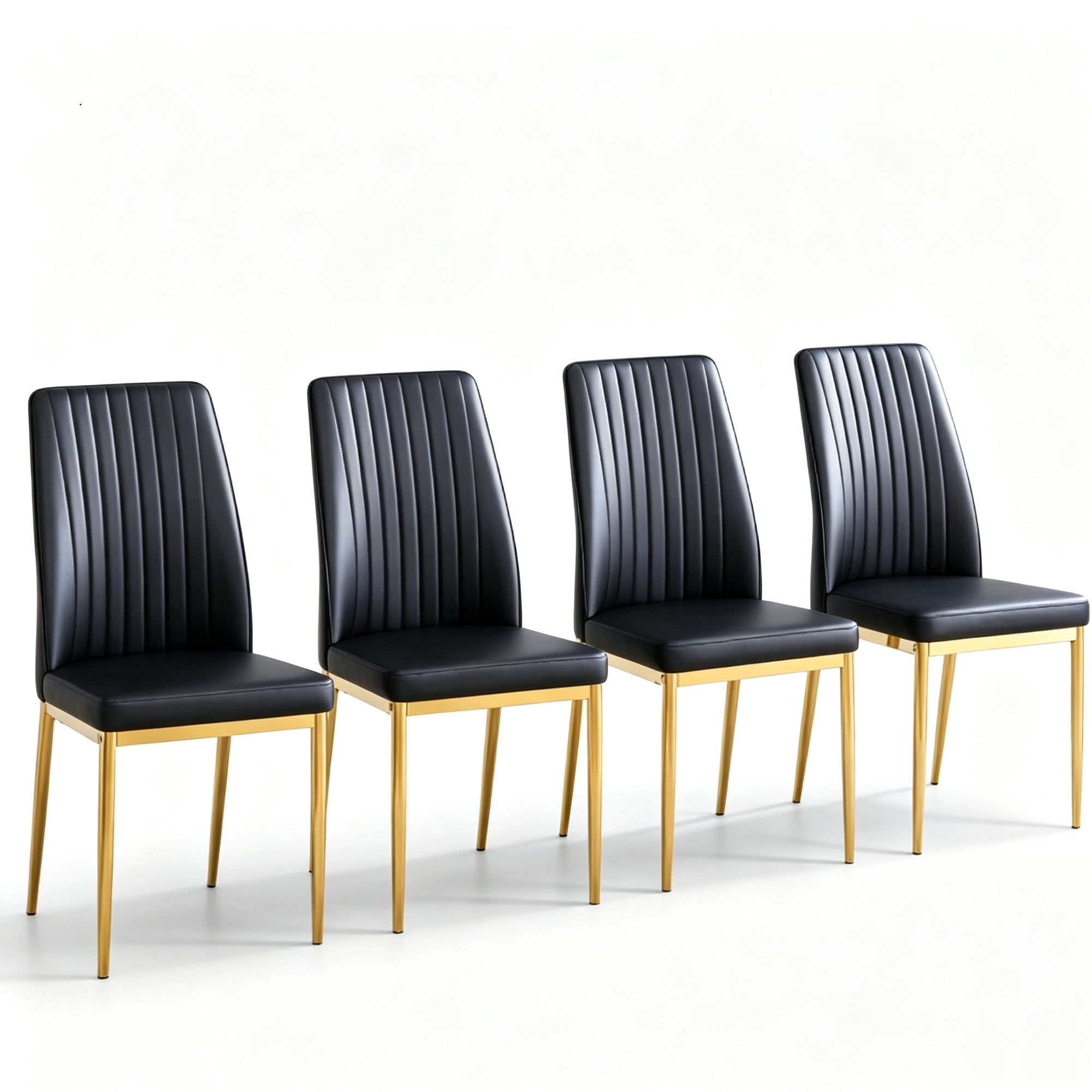 Lot de 4 chaises de salle à manger, Noir+Doré   Aosom France
