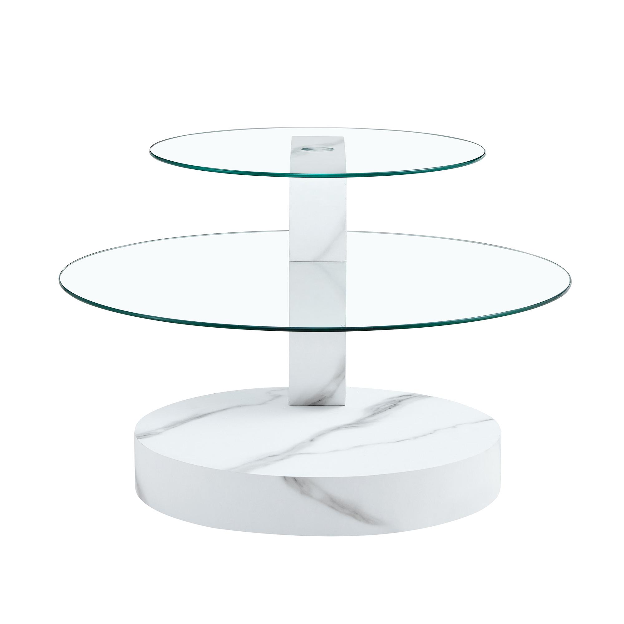 Table basse moderne minimaliste à 2 plateaux en verre de sécurité, Blanc Aosom France Table basse moderne minimaliste à 2 plateaux en verre de sécurité, Blanc Aosom France