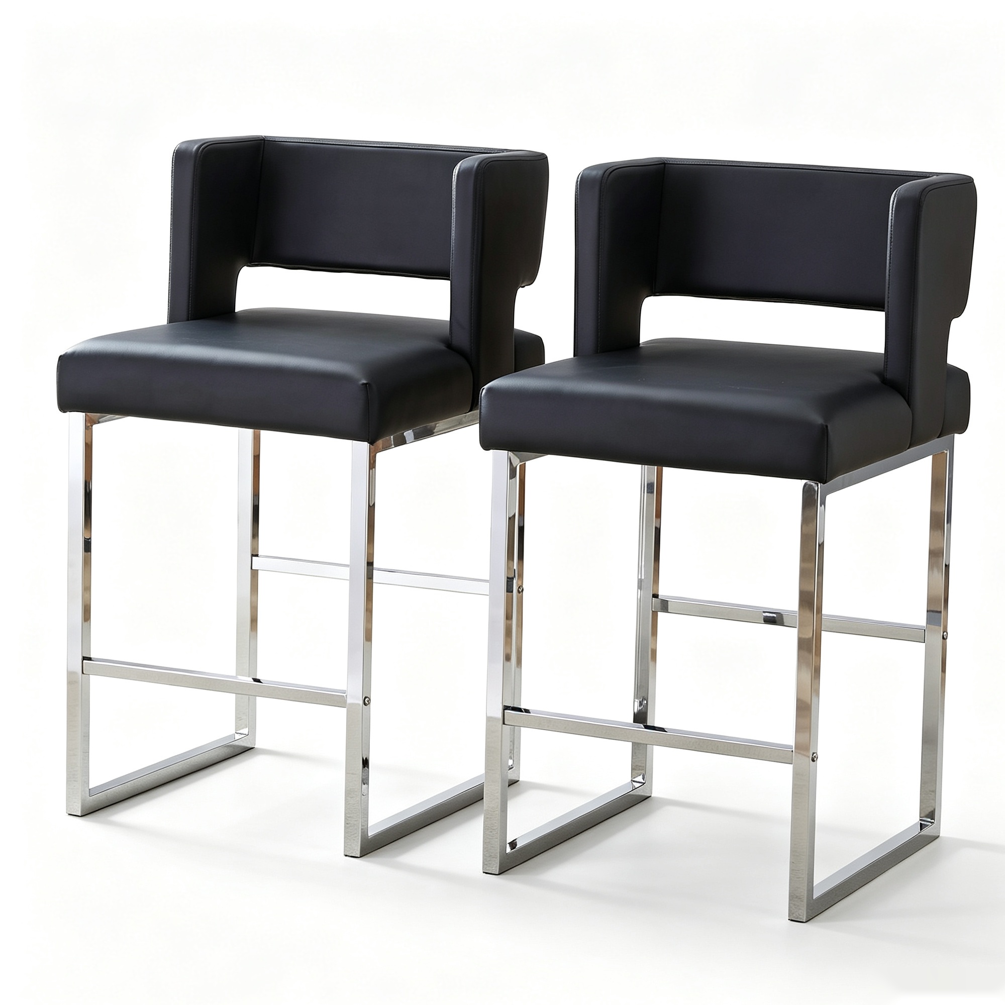 Lot de 2 tabourets de bar style nordique, Noir+Argent Aosom France Lot de 2 tabourets de bar style nordique, Noir+Argent Aosom France