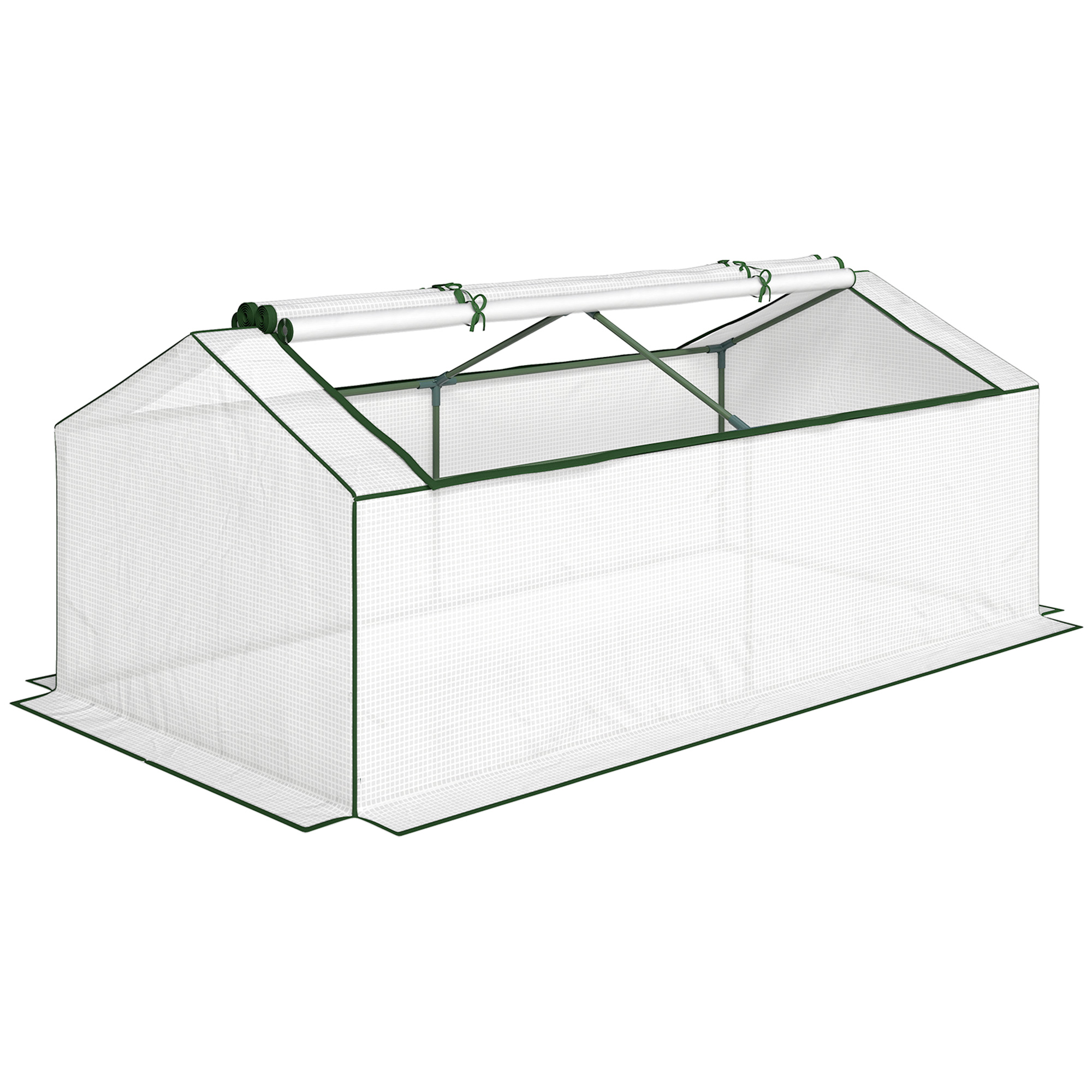 Outsunny Mini Serre de Jardin à Toit Pointu, Fenêtre avec Moustiquaire Intégrée, Métal Thermolaqué, 180 x 90 x 70 cm, Blanc Outsunny Mini Serre de Jardin à Toit Pointu, Fenêtre avec Moustiquaire Intégrée, Métal Thermolaqué, 180 x 90 x 70 cm, Blanc