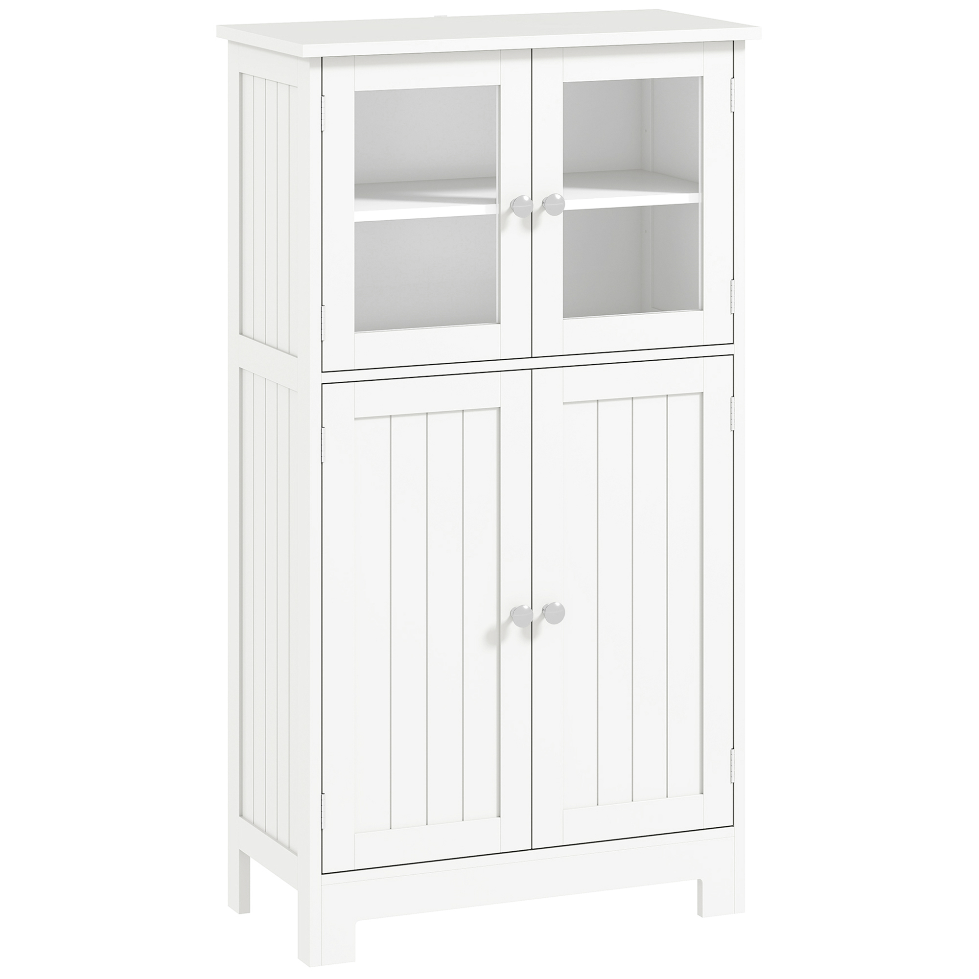 kleankin Mobile Bagno con 2 Armadietti e Ante in Vetro, Mobiletto Bagno Salvaspazio con Ripiano Regolabile, Armadietto da Terra per Sala da...