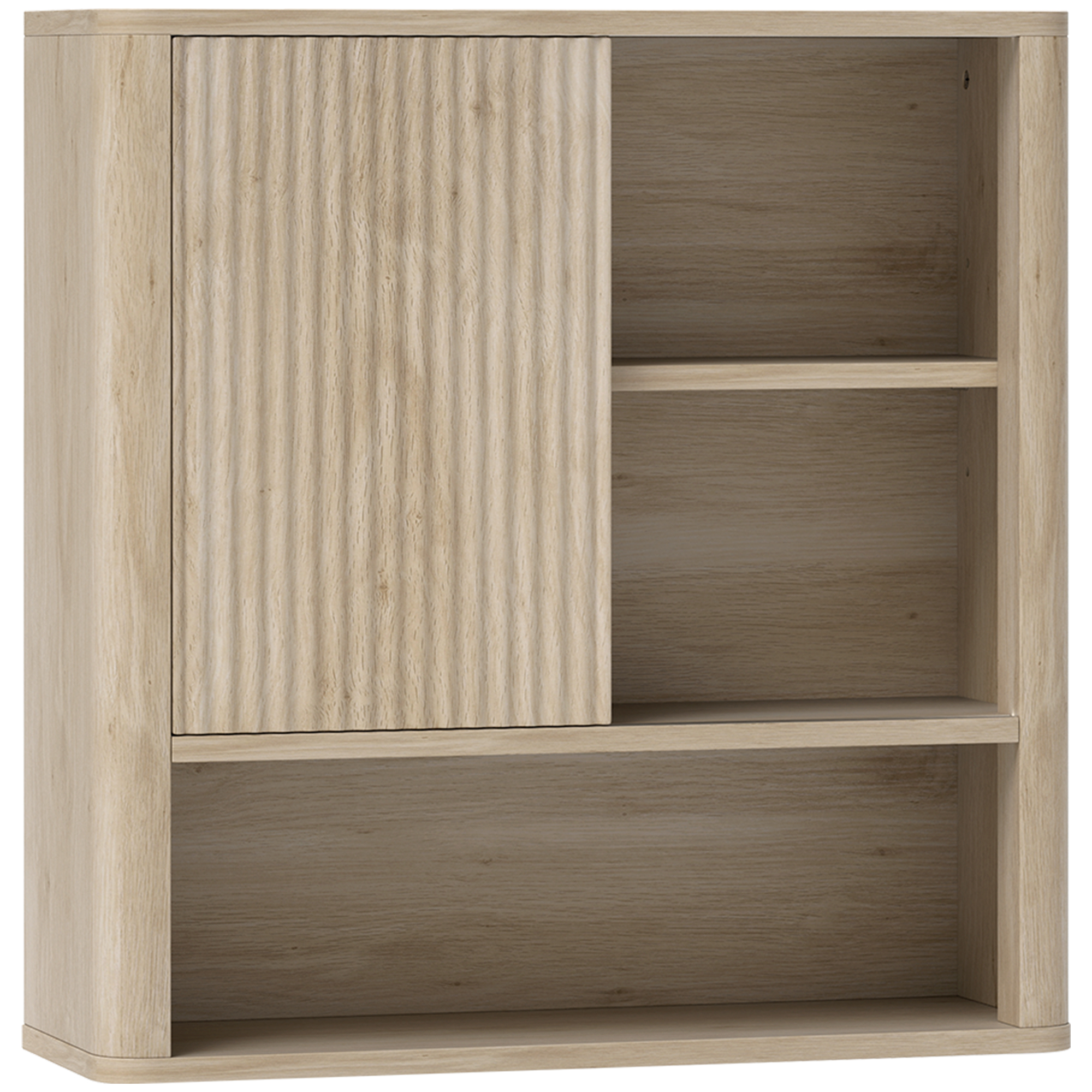 HOMCOM Armario de Baño de Pared con Puerta Corredera 5 Compartimentos y Estantes Ajustables 60x20x62 cm Blanco