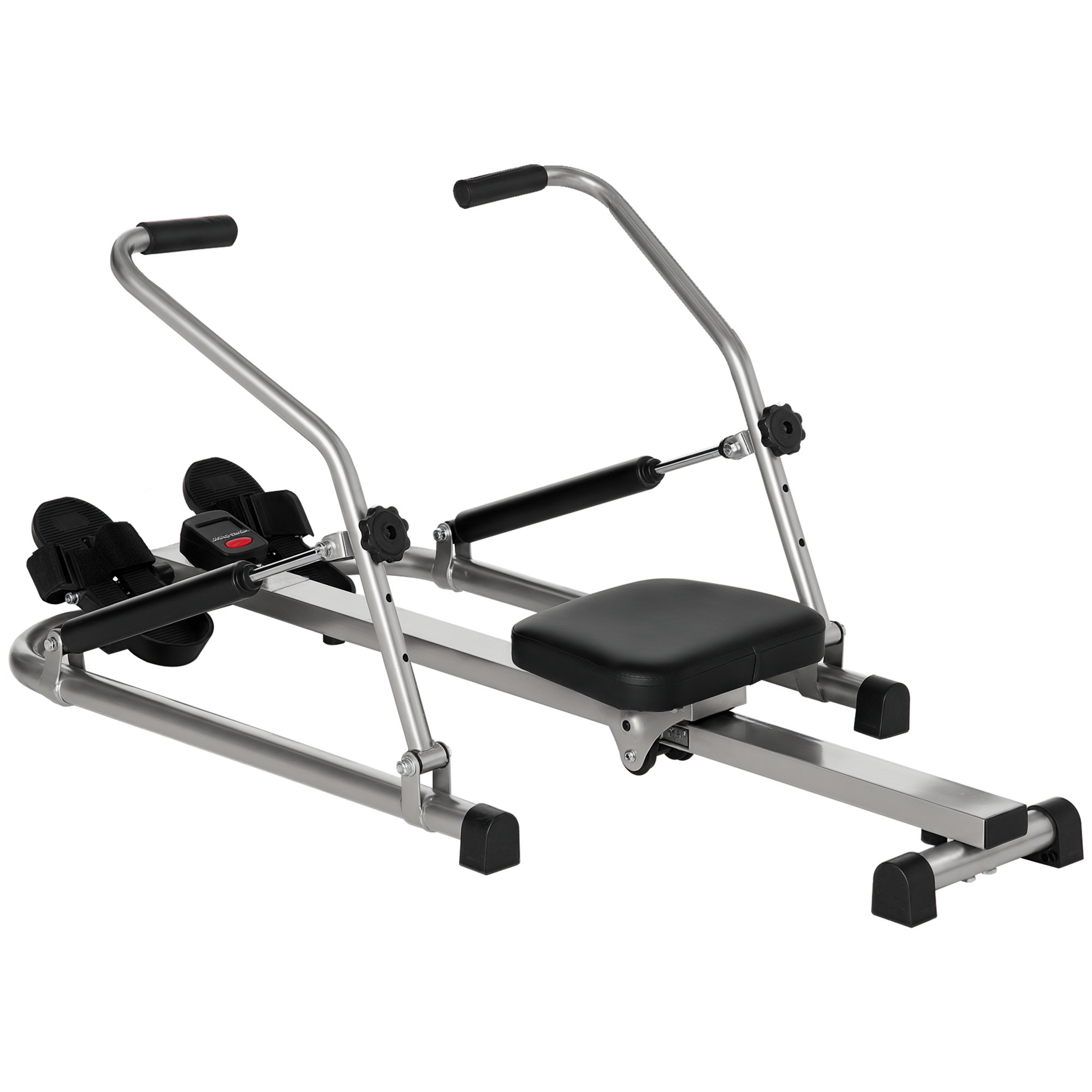 HOMCOM Máquina de Remo Hidráulico Plegable con 4 Niveles de Resistencia Monitor Digital y Pedal Antideslizante 129x70x70 Negro y Plata | Aosom España