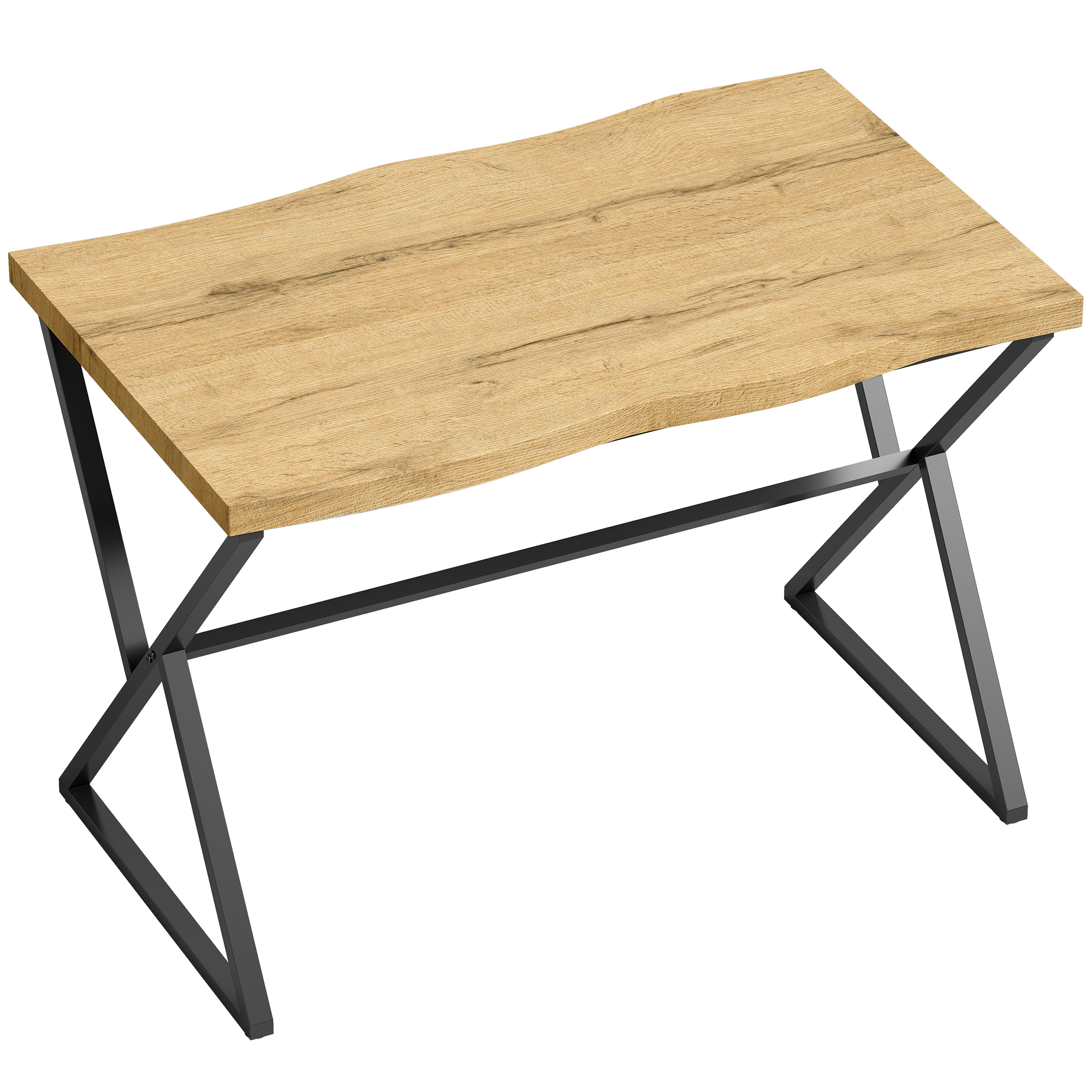 HOMCOM Esstisch für 2 Personen, Küchentisch, moderner Stil mit dicker Tischplatte, Metallfüßen, 110 x 67 x 75,5 cm, Schwarz und Eiche Aosom