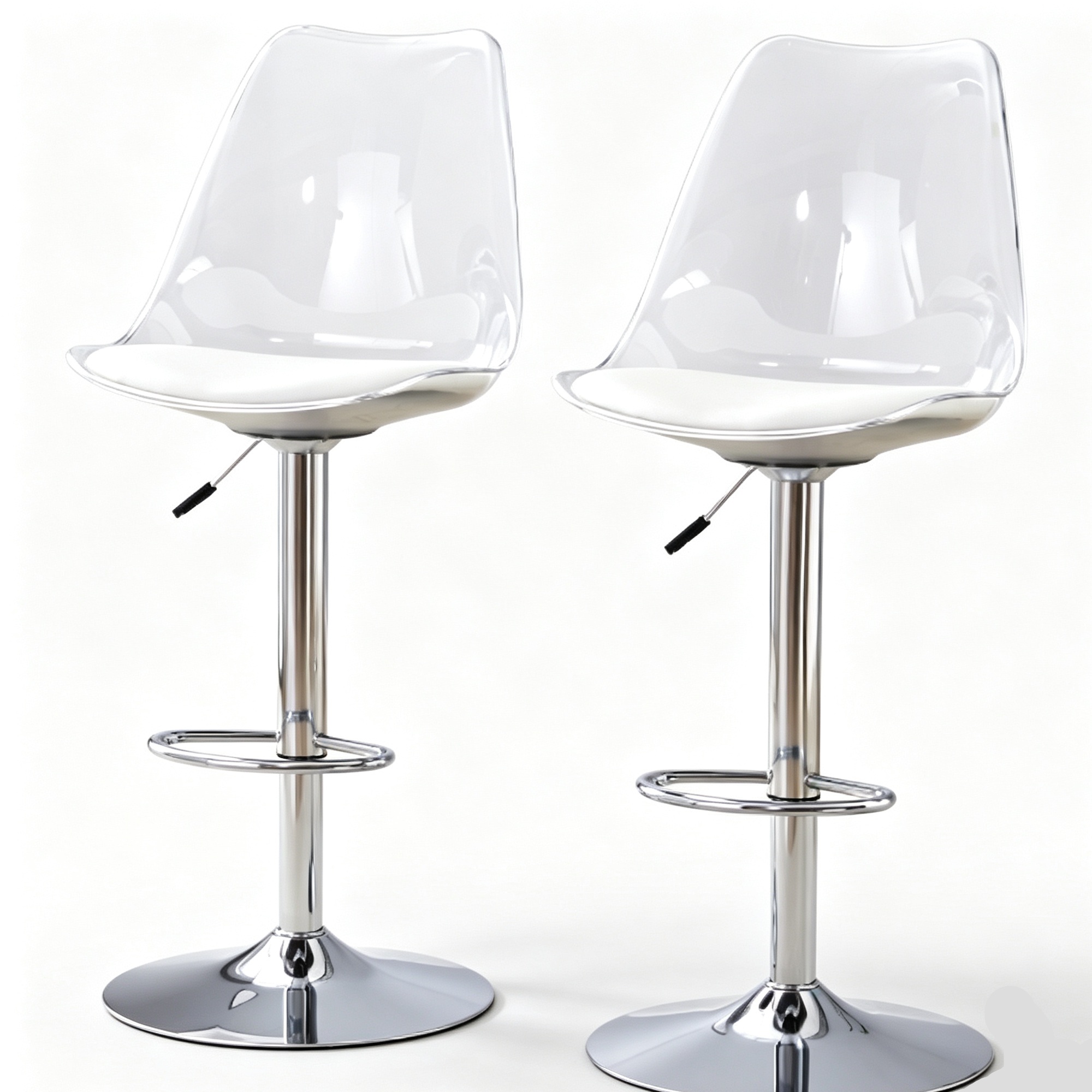 Lot de 2 tabourets de bar réglables, Blanc Aosom France Lot de 2 tabourets de bar réglables, Blanc Aosom France
