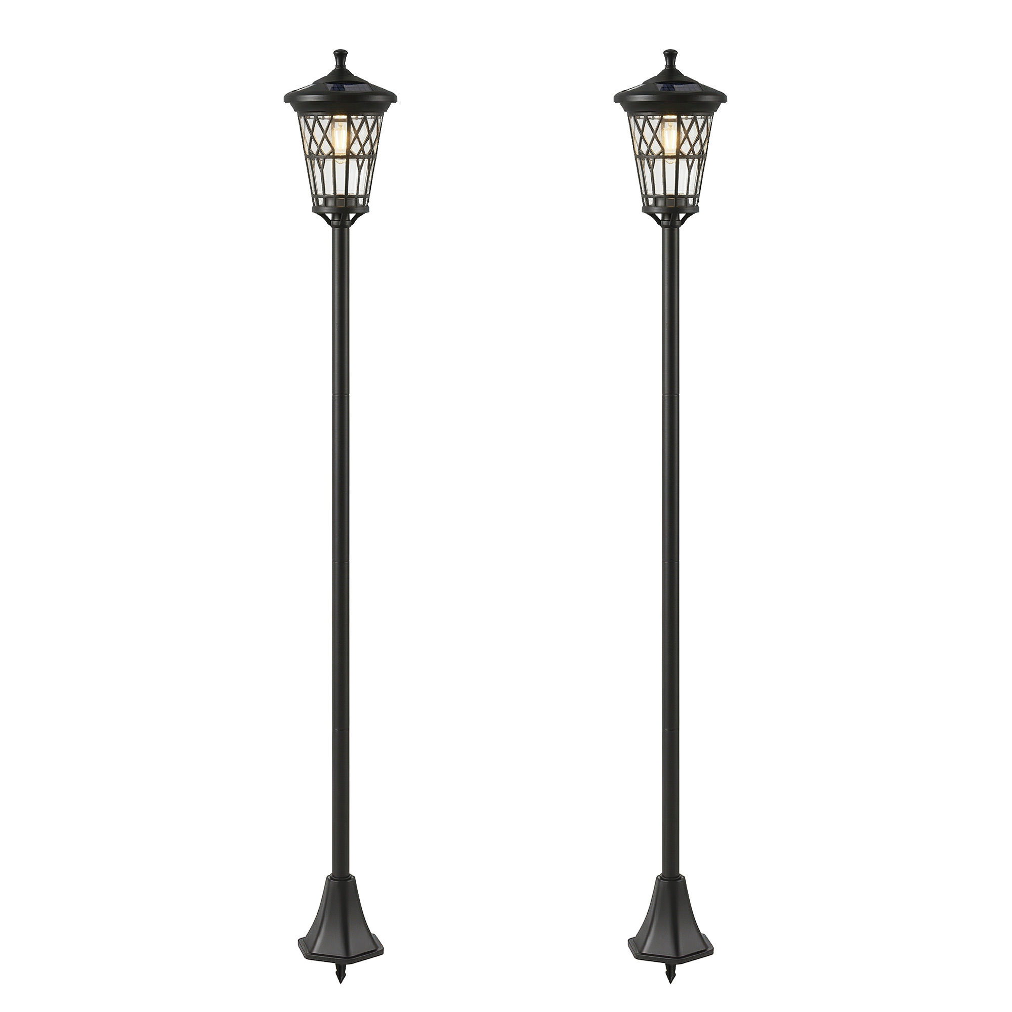 Outsunny Set de 2 Farolas Solares de Jardín con Altura Ajustable 2 Modos de Brillo IP44 Impermeable para Terraza Patio Negro