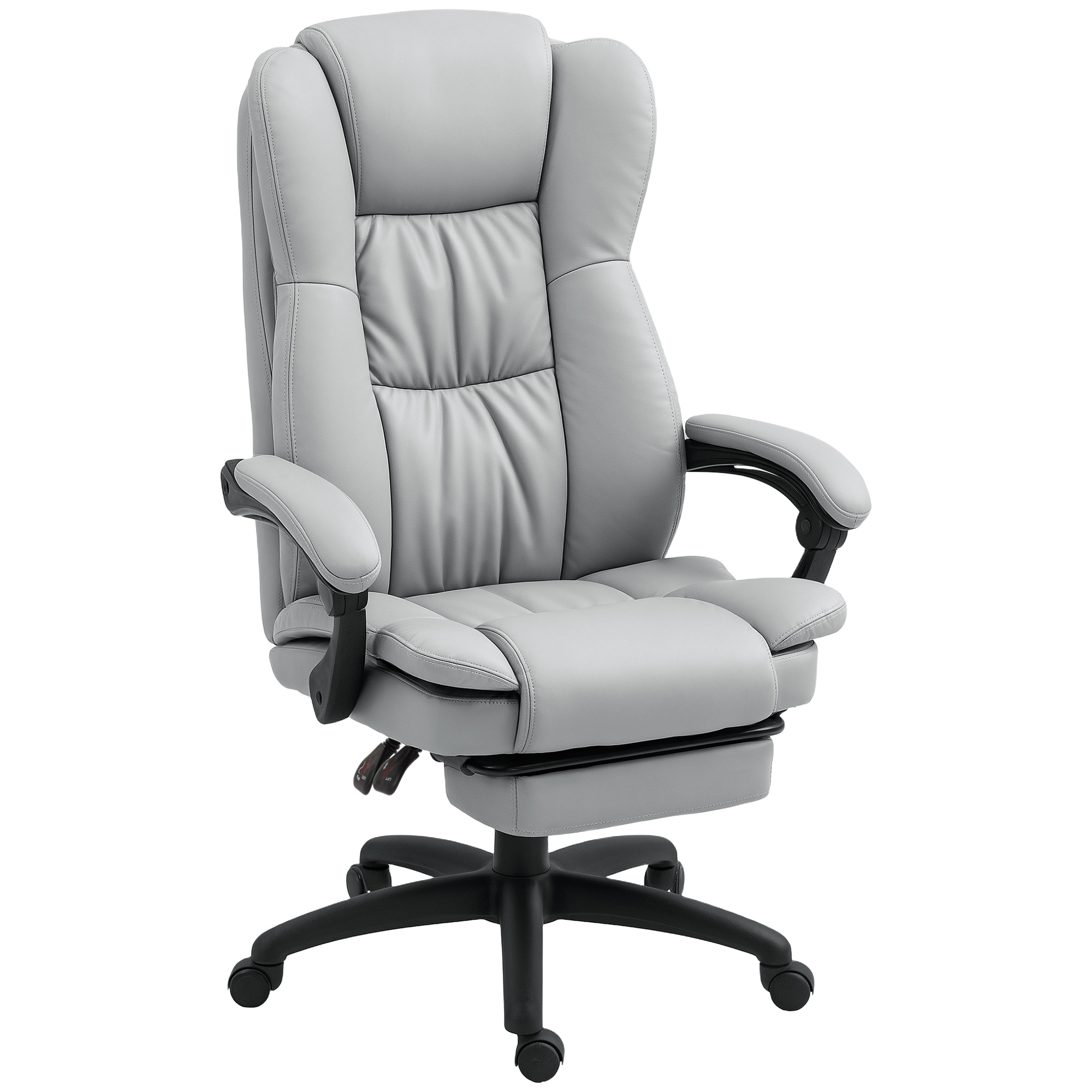 Vinsetto Silla de Oficina con 6 Puntos de Masaje con Altura Ajustable Respaldo Reclinable y Reposapiés Retráctil Gris Claro