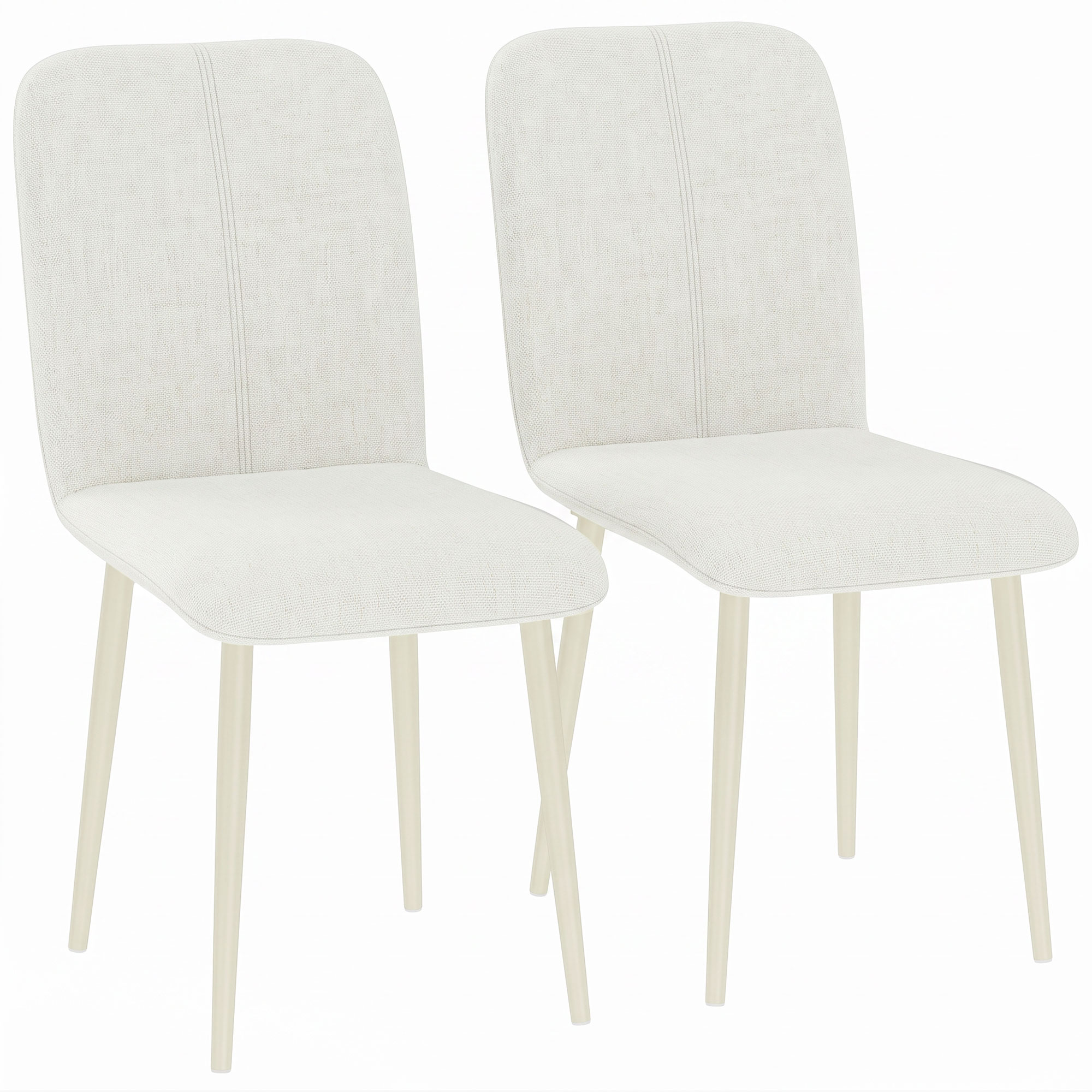 HOMCOM Esszimmerstühle 2er-Set, Küchenstühle mit Leinenoptik, Polsterstuhl mit gepolstertem Sitz, Rückenlehne und Metallbeinen, Creme Aosom