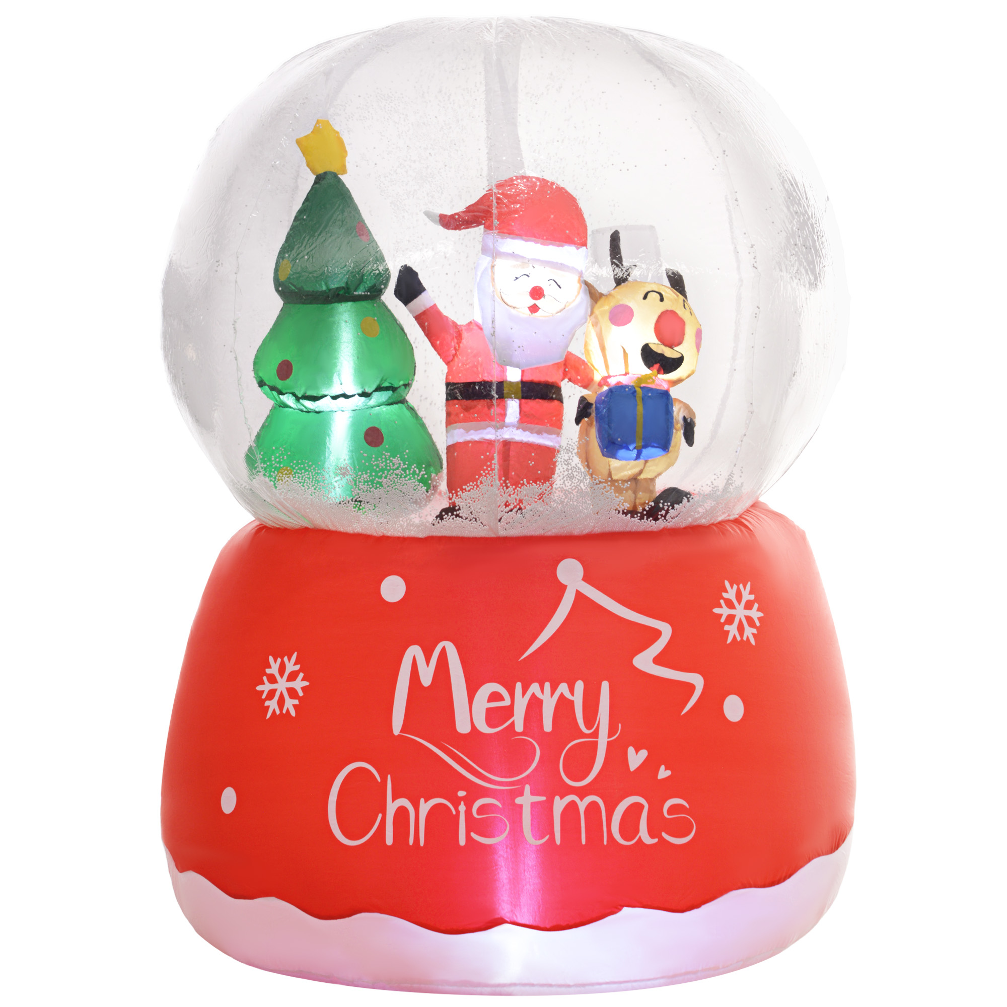 Outsunny Red 5.5Ft Christmas Inflatable Crystal Ball W/ Santa Claus, Reindeer & Xmas Tree, Inflatable Christmas Decoration, Indoor, Outdoor | Aosom Uk