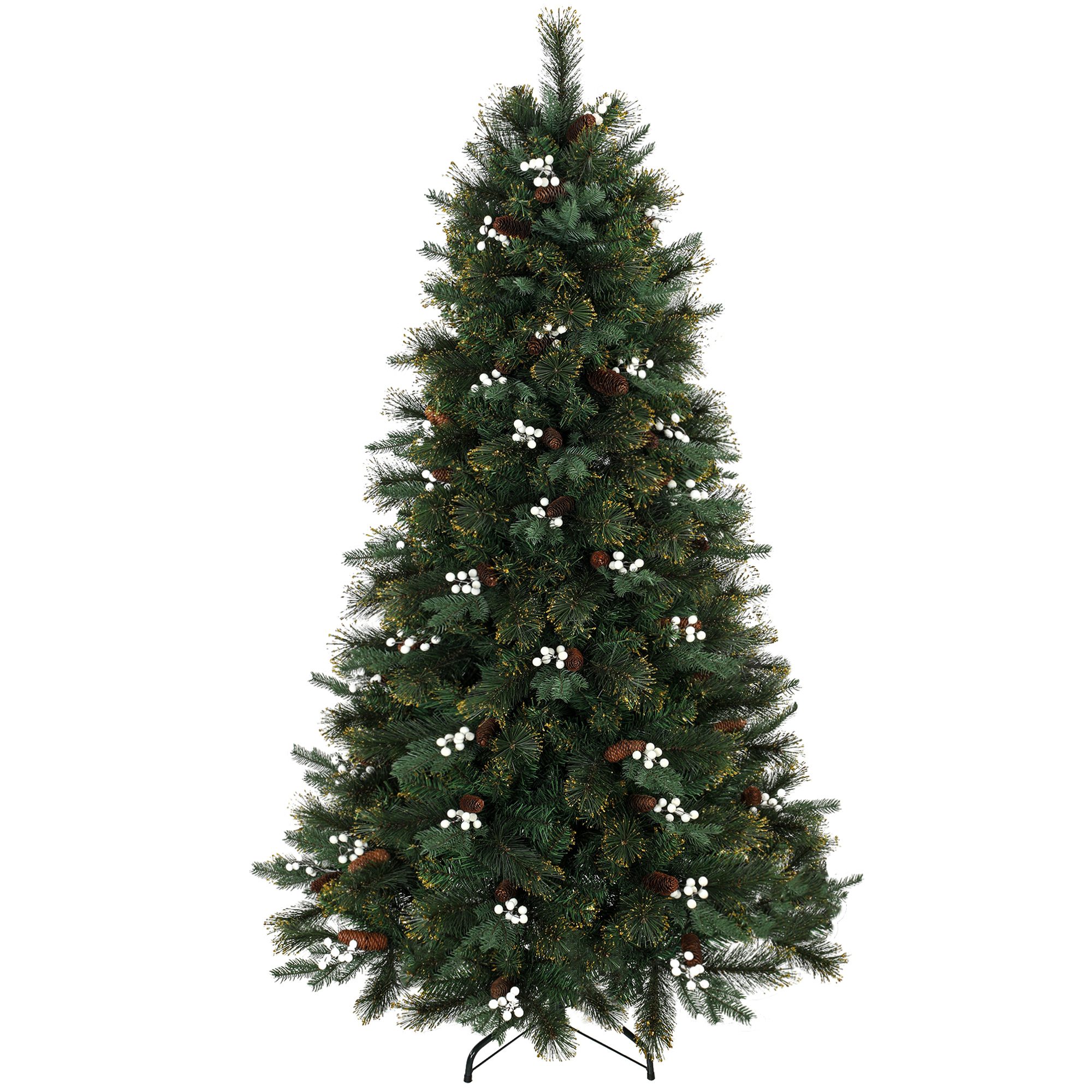 Homcom Green 6Ft Artificial Christmas Tree, Fir Hinged Xmas Tree With 716 Branch Tips, Foldable Metal Stand, Easy Assembly,