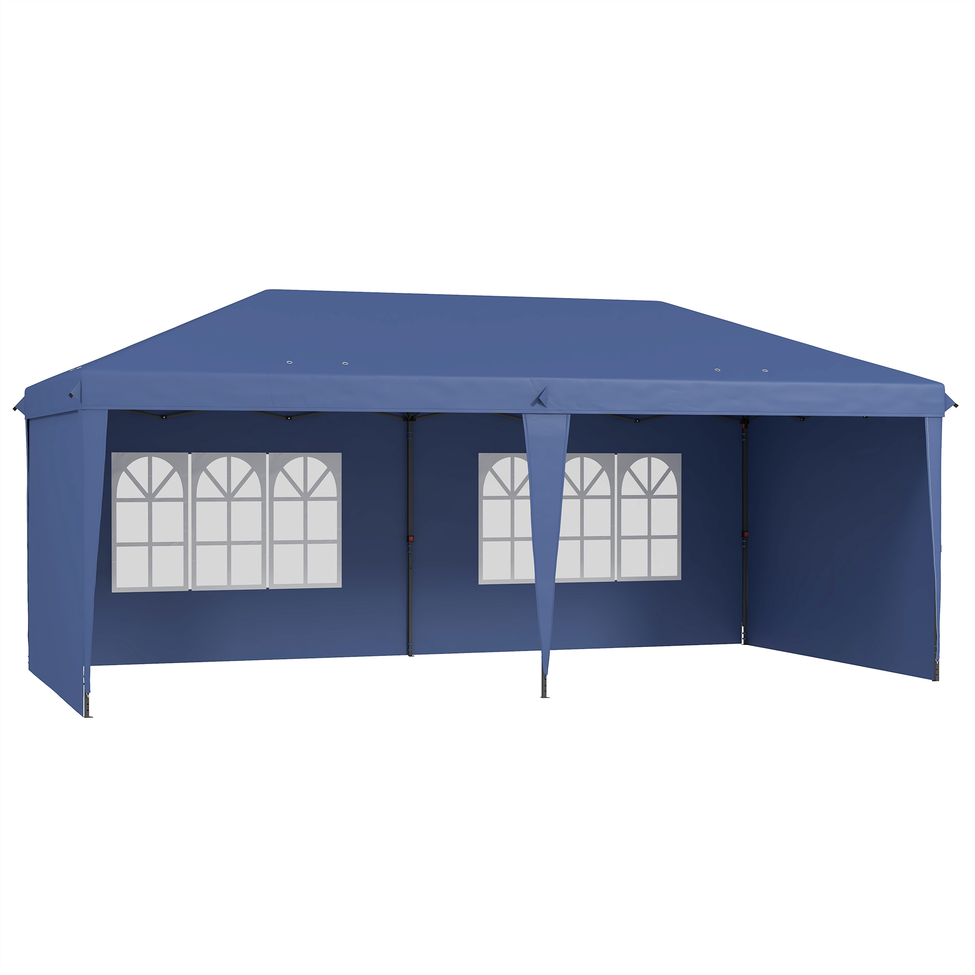 Outsunny Carpa Plegable 6x3 m Pop-up con 4 Laterales Desmontables Cenador de Jardín con 2 Ventanas y Bolsa de Transporte Azul