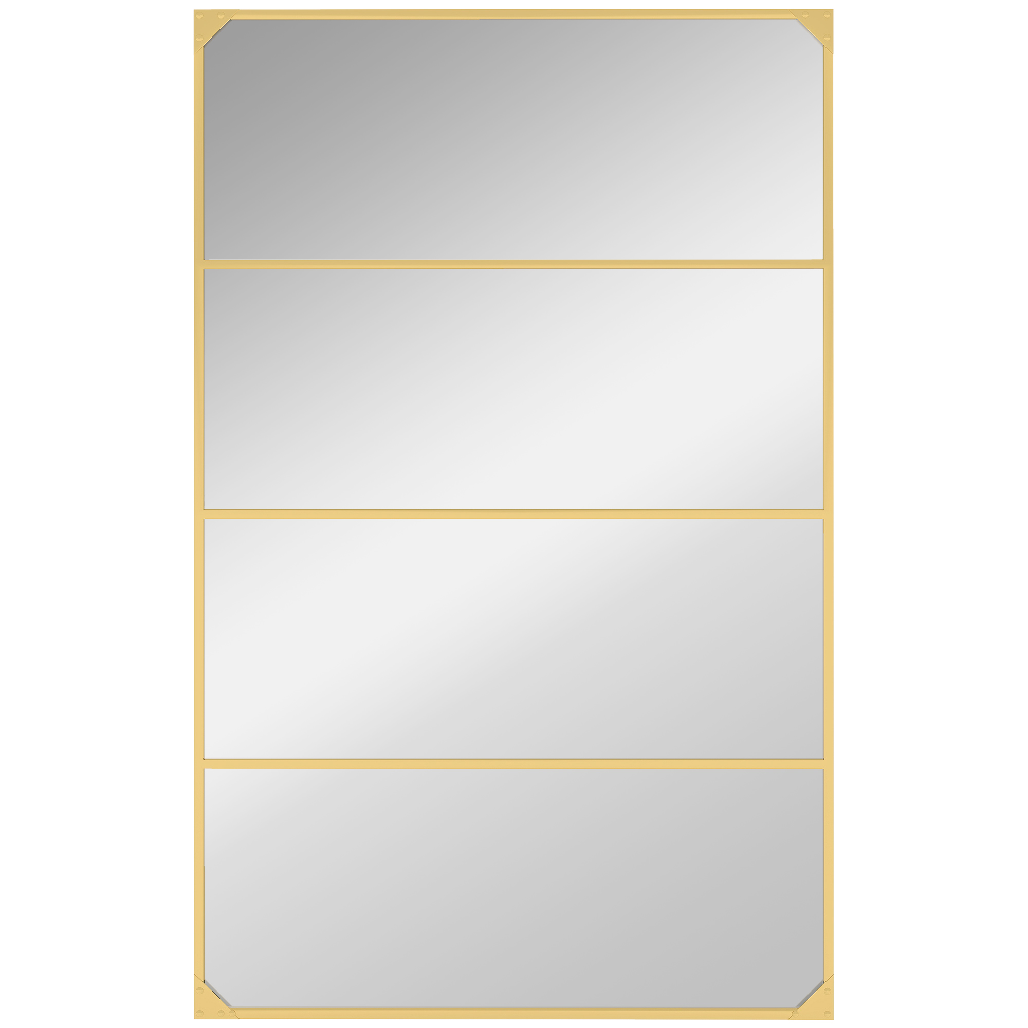 HOMCOM Miroir mural verrière rectangulaire style industriel, horizontal ou vertical avec 4 crochets, en métal doré 109 x 69 cm