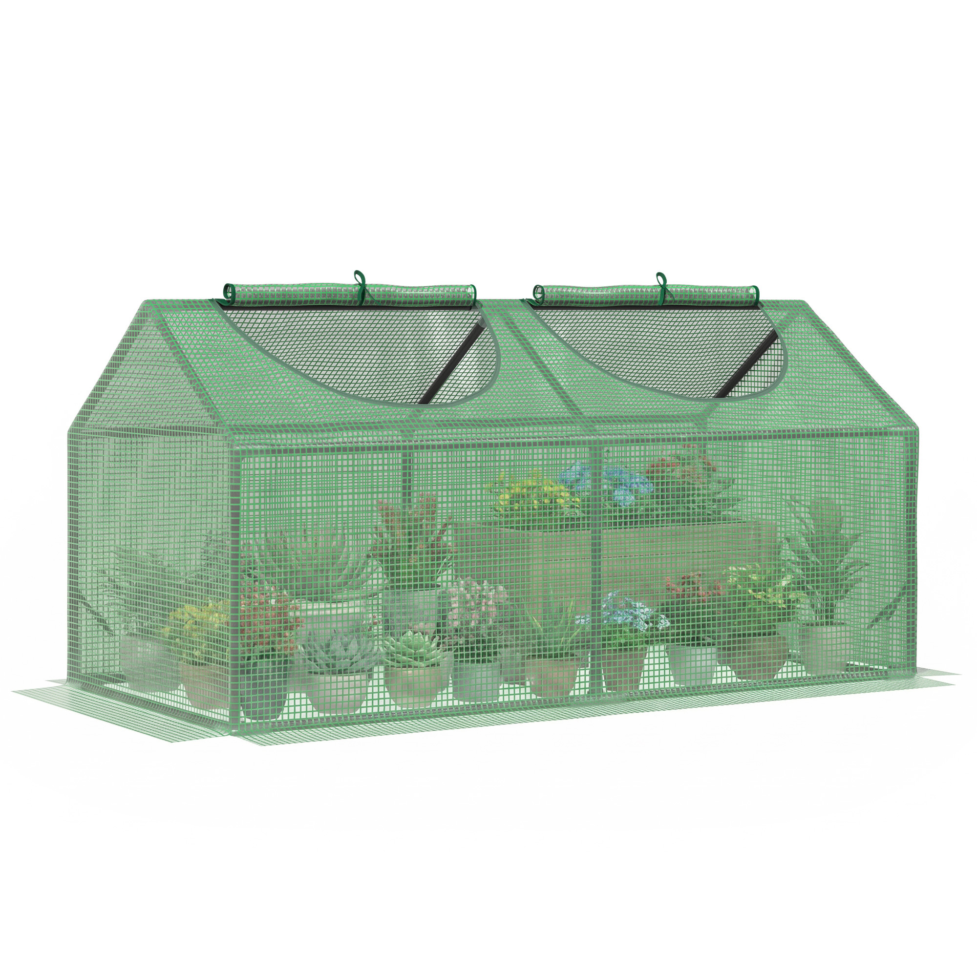 Outsunny Invernadero de Terraza 120x60x60 cm Caseta de Jardín Acero con 2 Ventanas Enrollables Vivero Casero para Cultivo Verde | Aosom España