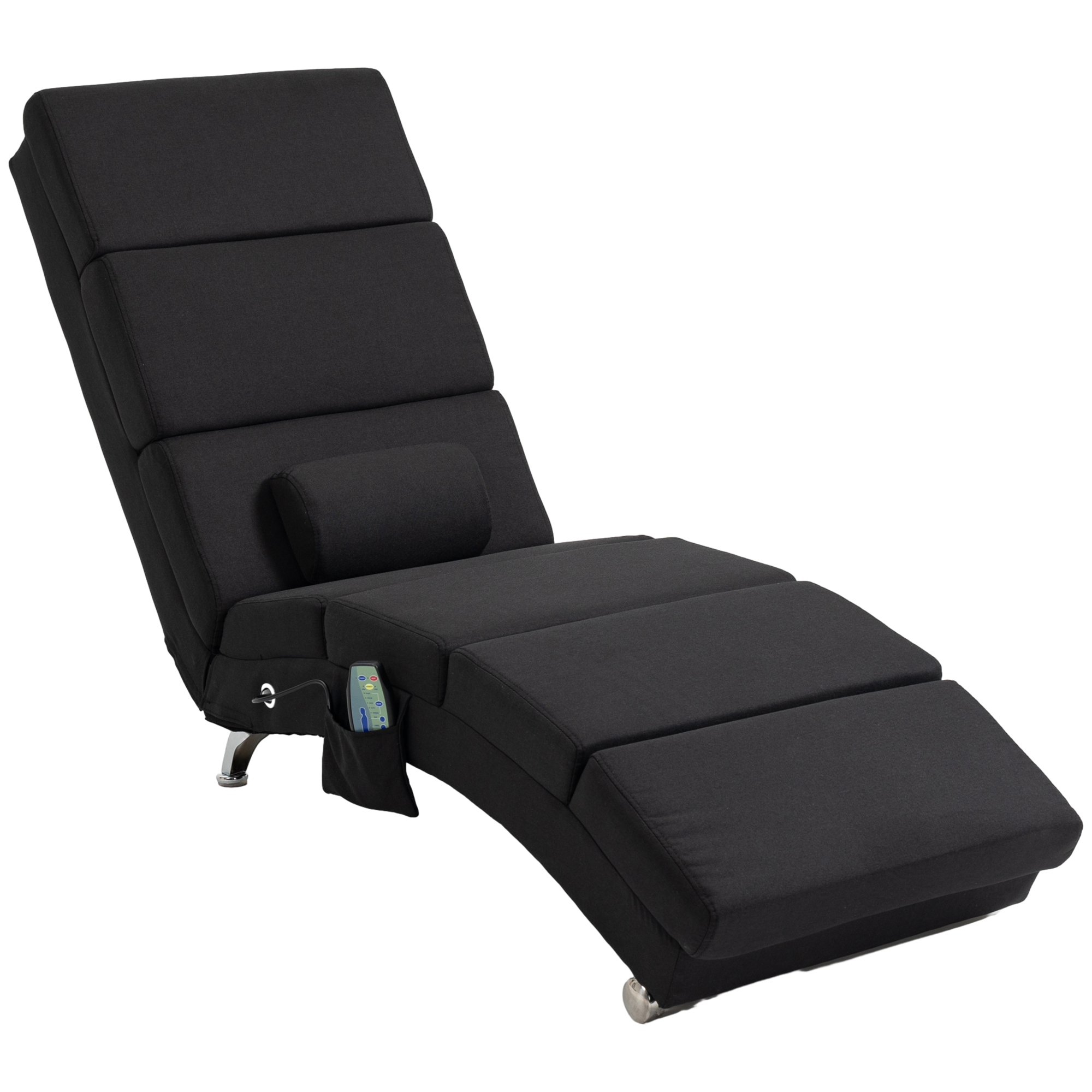 HOMCOM Fauteuil relax chaise longue de relaxation ergonomique, massant et chauffant avec télécommande 56 x 168 x 84 cm noir