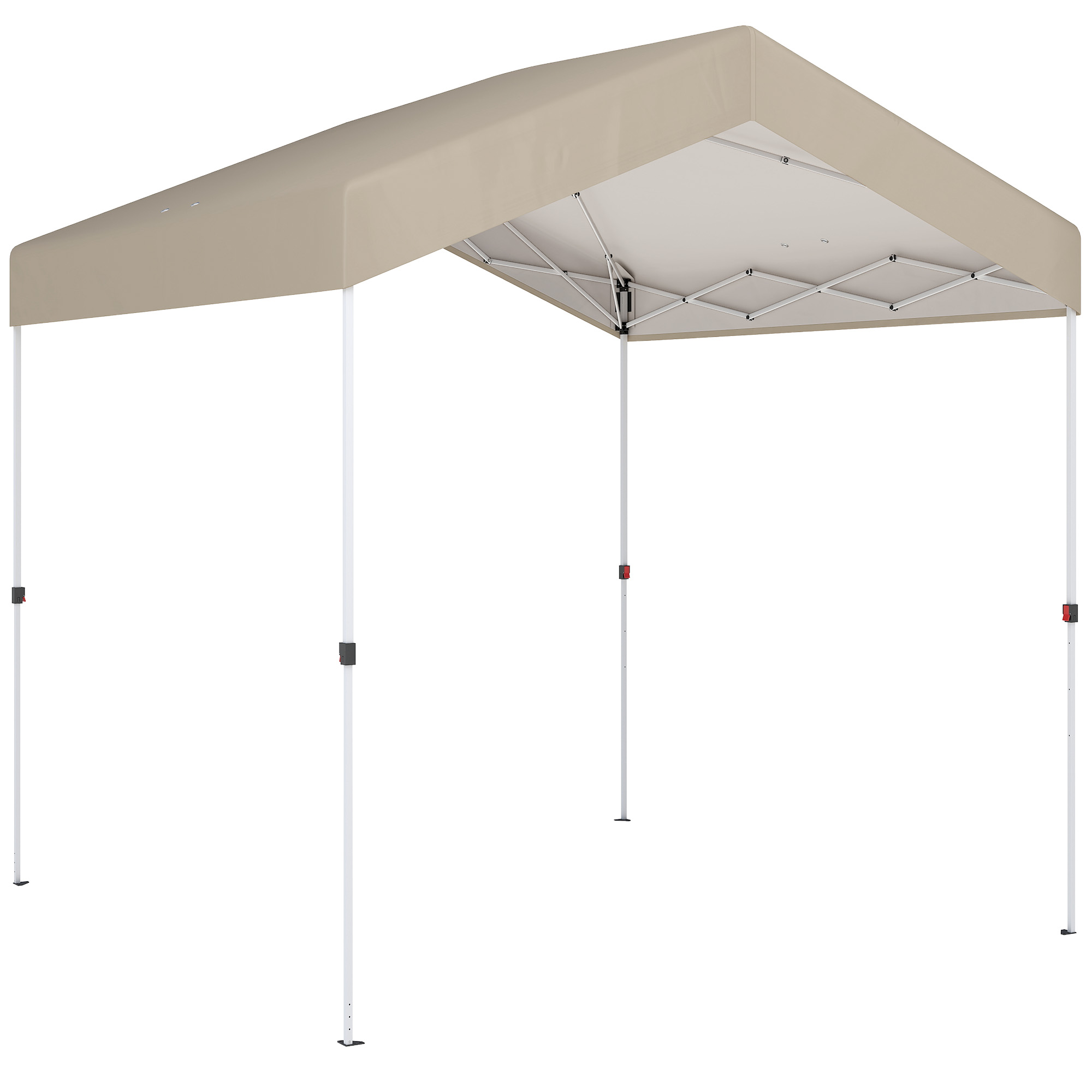 Outsunny Carpa Plegable 2,4x2,4 m Pop-up para Exterior UPF50+ Altura Regulable Kit de Estabilidad agujeros de drenaje Beige | Aosom España