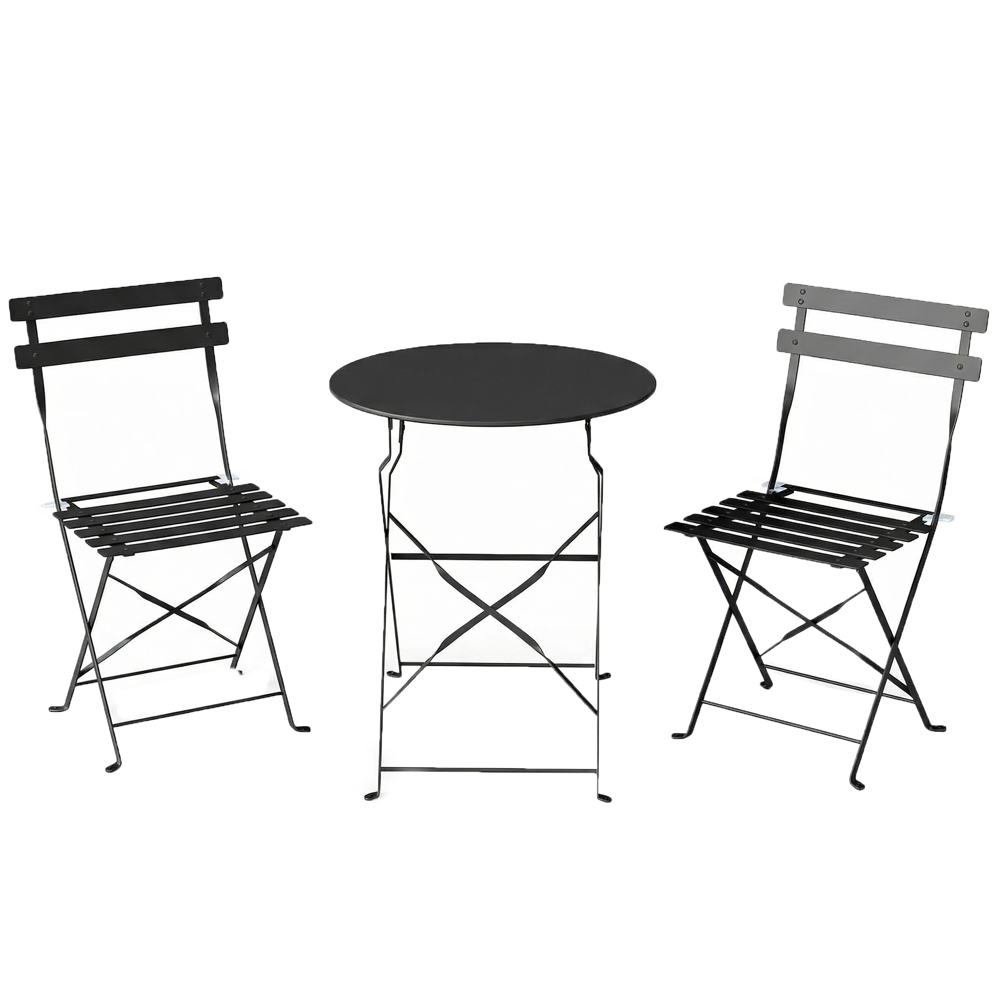 Outsunny Set Bistro Exterior, Mobilier Pliabil cu Masa si 2 Scaune, Negru | Aosom Romania