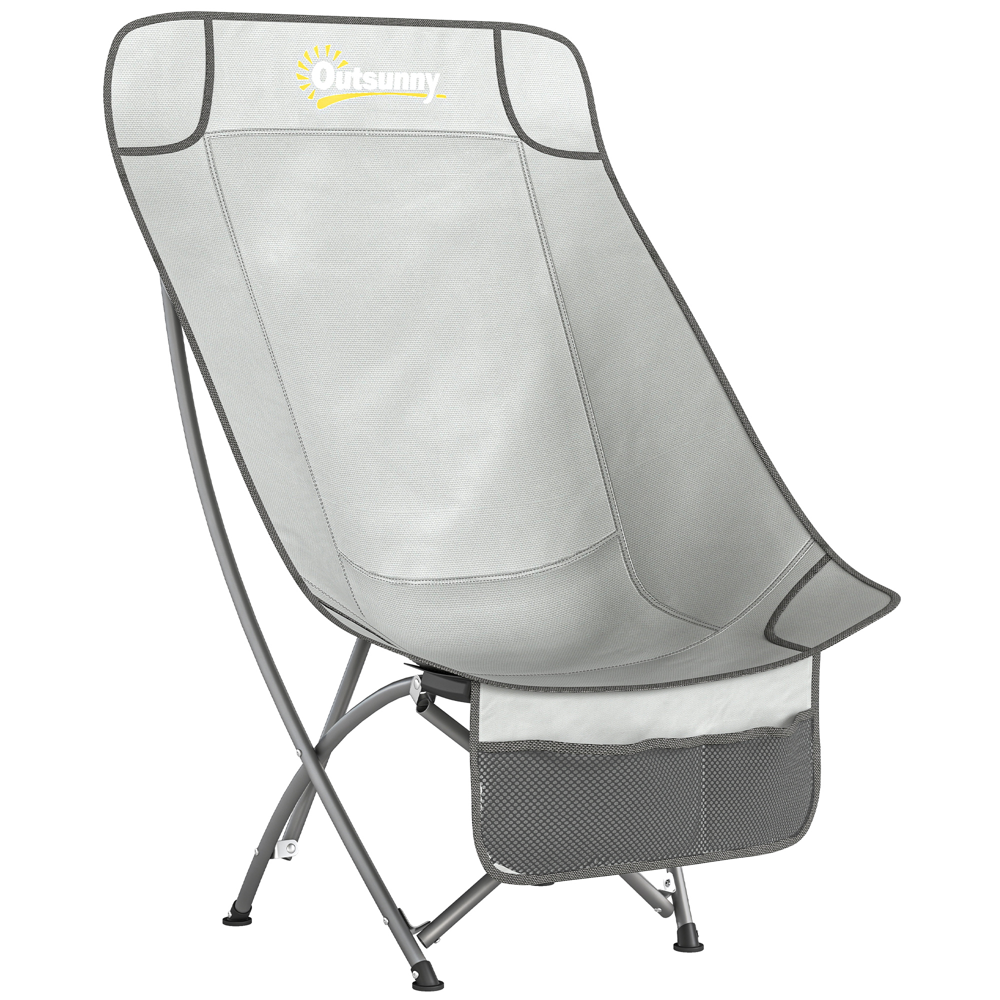 Outsunny Camping Chair for Adults Heavy Duty Folding Camp Chair with Side Pocket and Carry Bag Light Grey Outsunny Camping Chair for Adults Heavy Duty Folding Camp Chair with Side Pocket and Carry Bag Light Grey