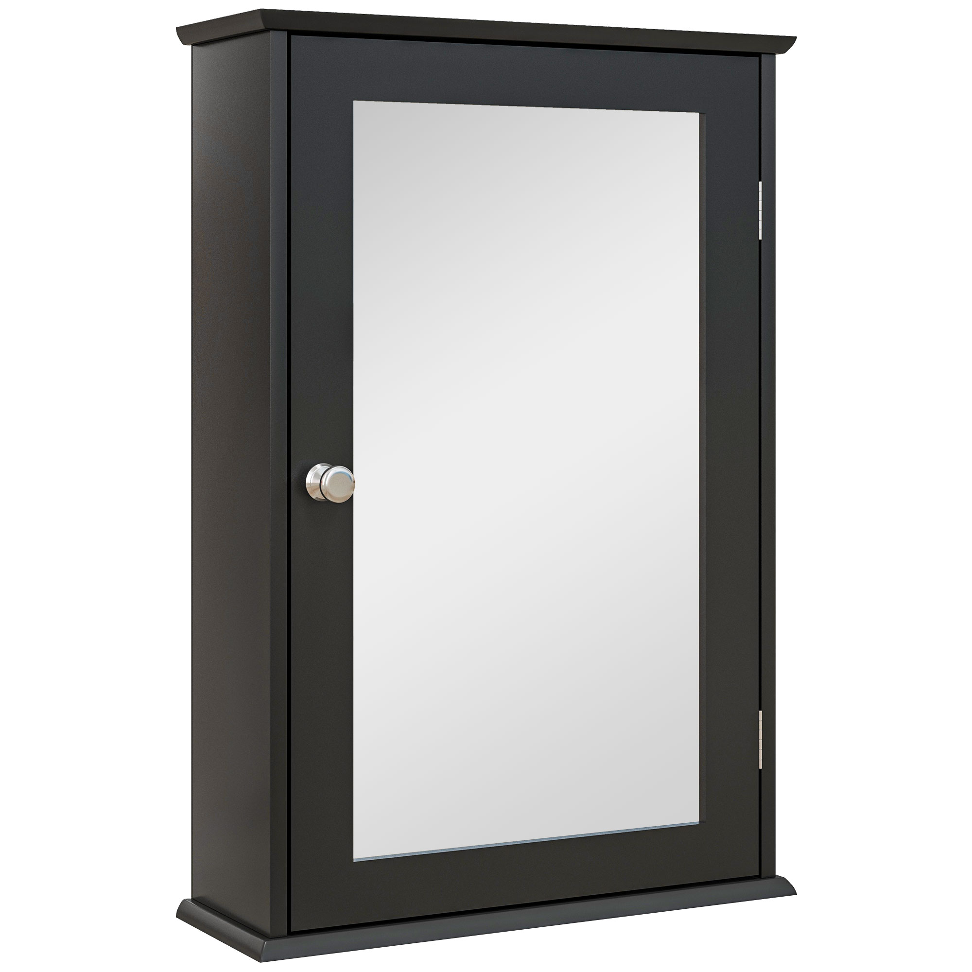 kleankin Mobilier de Baie Dulap Suspendat cu Oglinda 41x14x60cm Negru | Aosom Romania