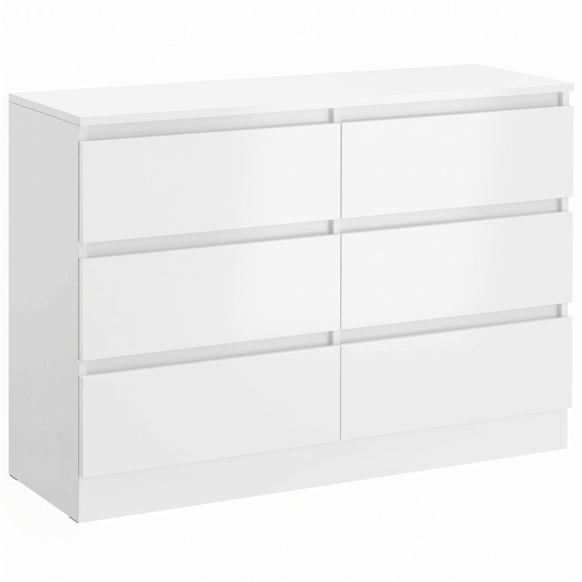 HOMCOM Kommode Schlafzimmer 6 Schubladen, moderne Schlafzimmerkommode mit eingelassenen Griffen, platzsparende Kommode für Flur Wohnzimmer Eingangsbereich, 100x35x69 cm, Weiß Aosom