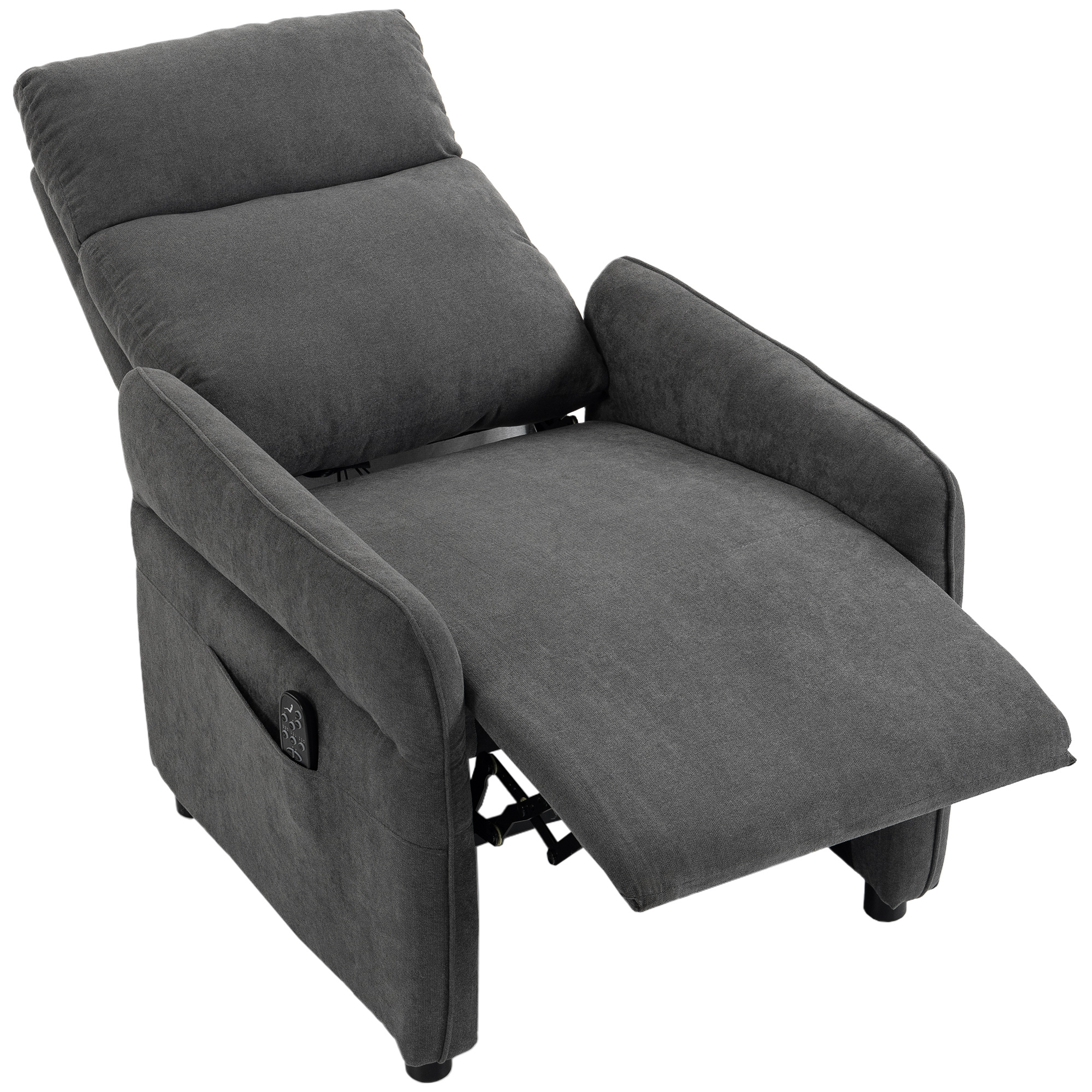 HOMCOM Relaxsessel Fernsehsessel mit Massage & Wärme, TV-Sessel mit Fußstütze, verstellbaren Armlehnen und 2 Seitentaschen, dunkelgrau Aosom