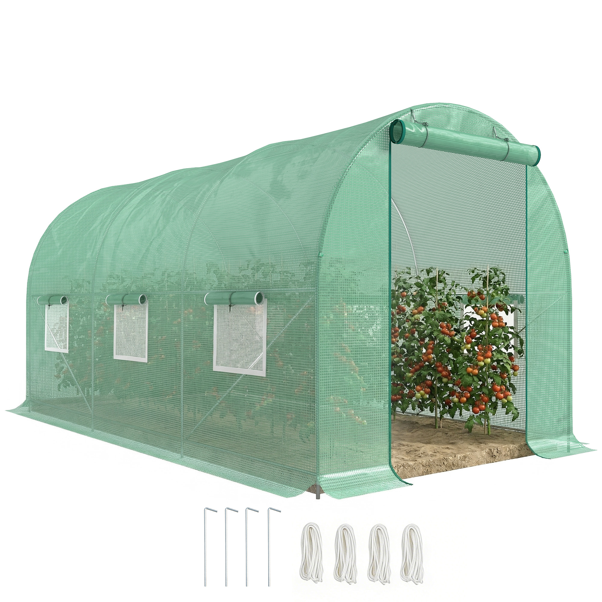 Outsunny Serre de Jardin Serre Tunnel 4,5L x 2l x 2H m châssis Tubulaire Acier galvanisé renforcé 1,8 cm 6 fenêtres 1 Porte Vert Outsunny Serre de Jardin Serre Tunnel 4,5L x 2l x 2H m châssis Tubulaire Acier galvanisé renforcé 1,8 cm 6 fenêtres 1 Porte Vert