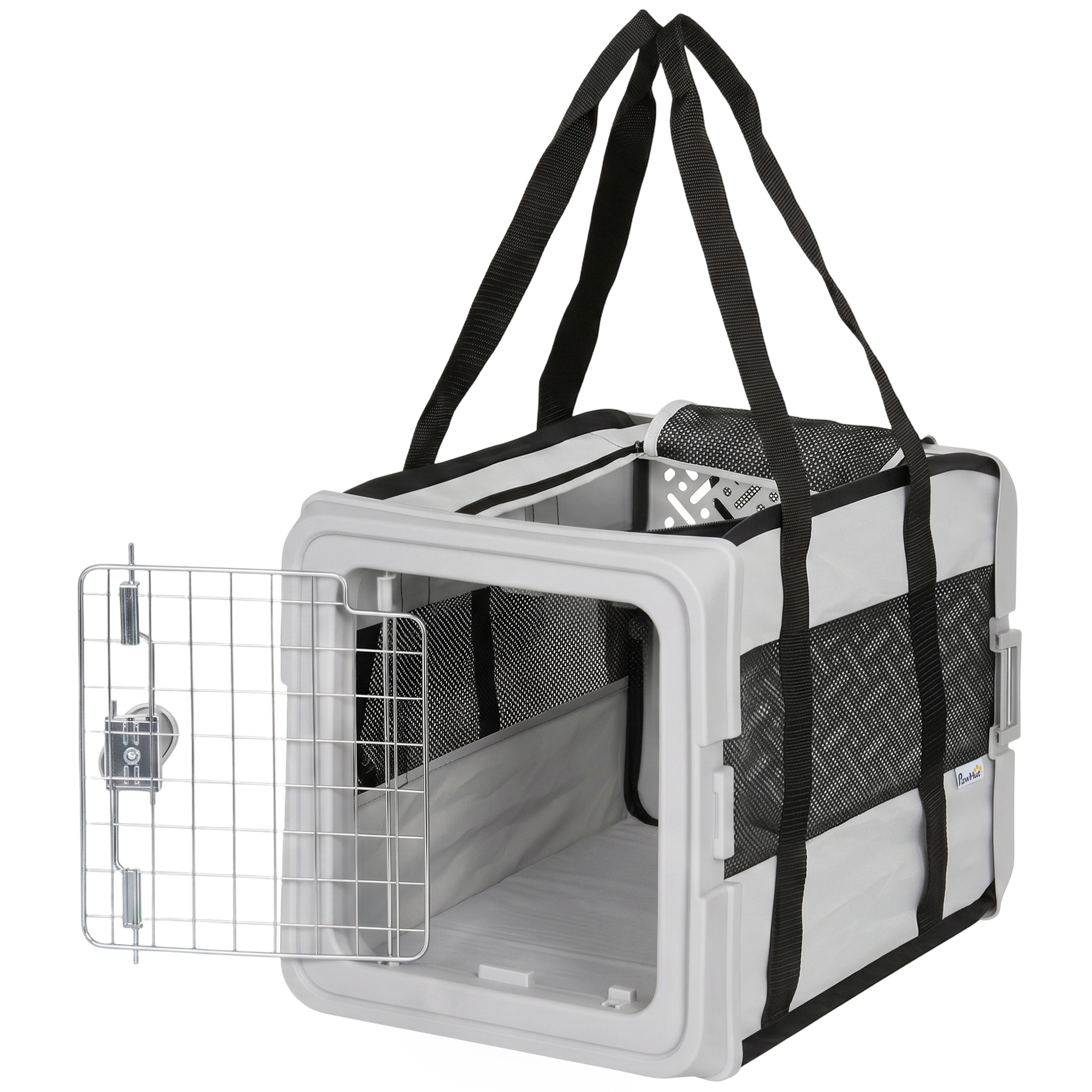 PawHut Sac de Transport pour Chat et Chien Pliable Tissu 300D Jusqu'à 10 kg 49,5 x 34 x 35,5 cm Gris