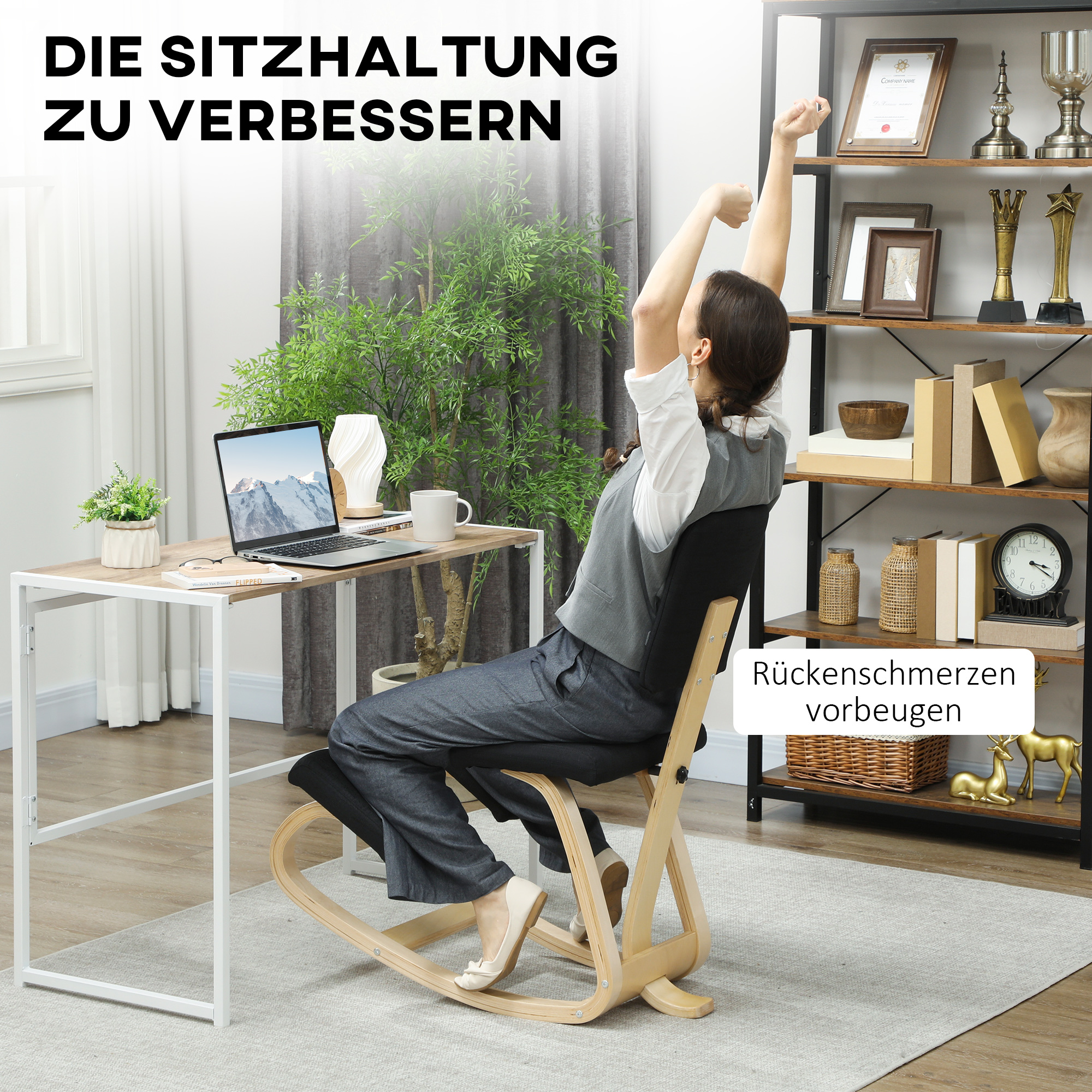 Ergonoomiline põlvitustool, põlvitaba, tervisetool koju, kontorisse, meditatsiooniks, must